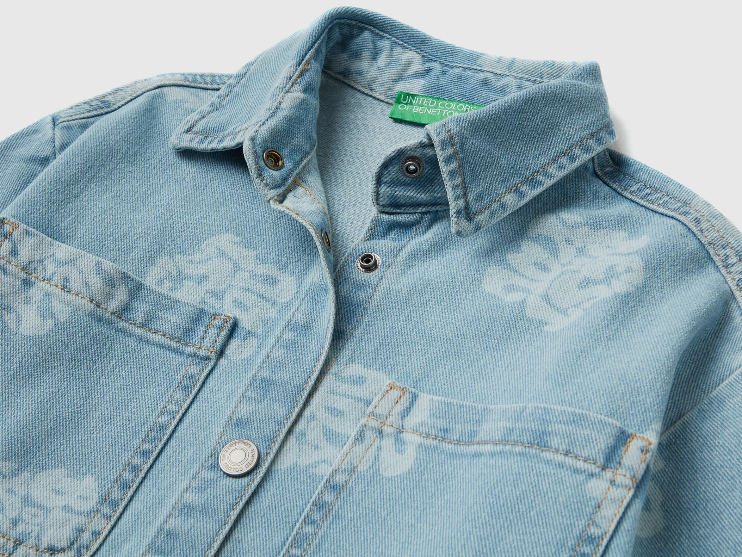 Camisa Over Em Denim Estampado^Benetton Sale