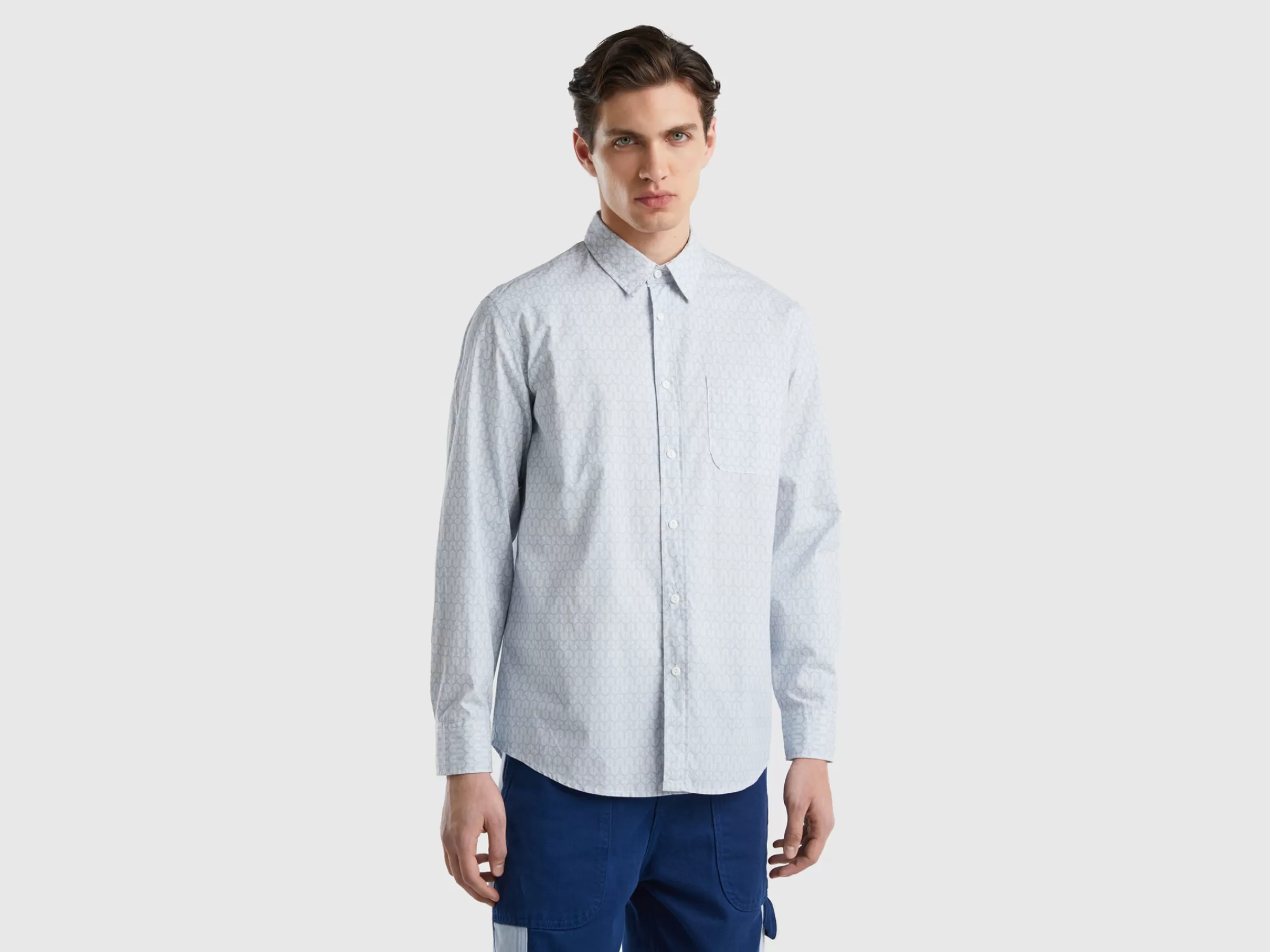 Camisa Padrao Em Algodão Leve^Benetton Outlet