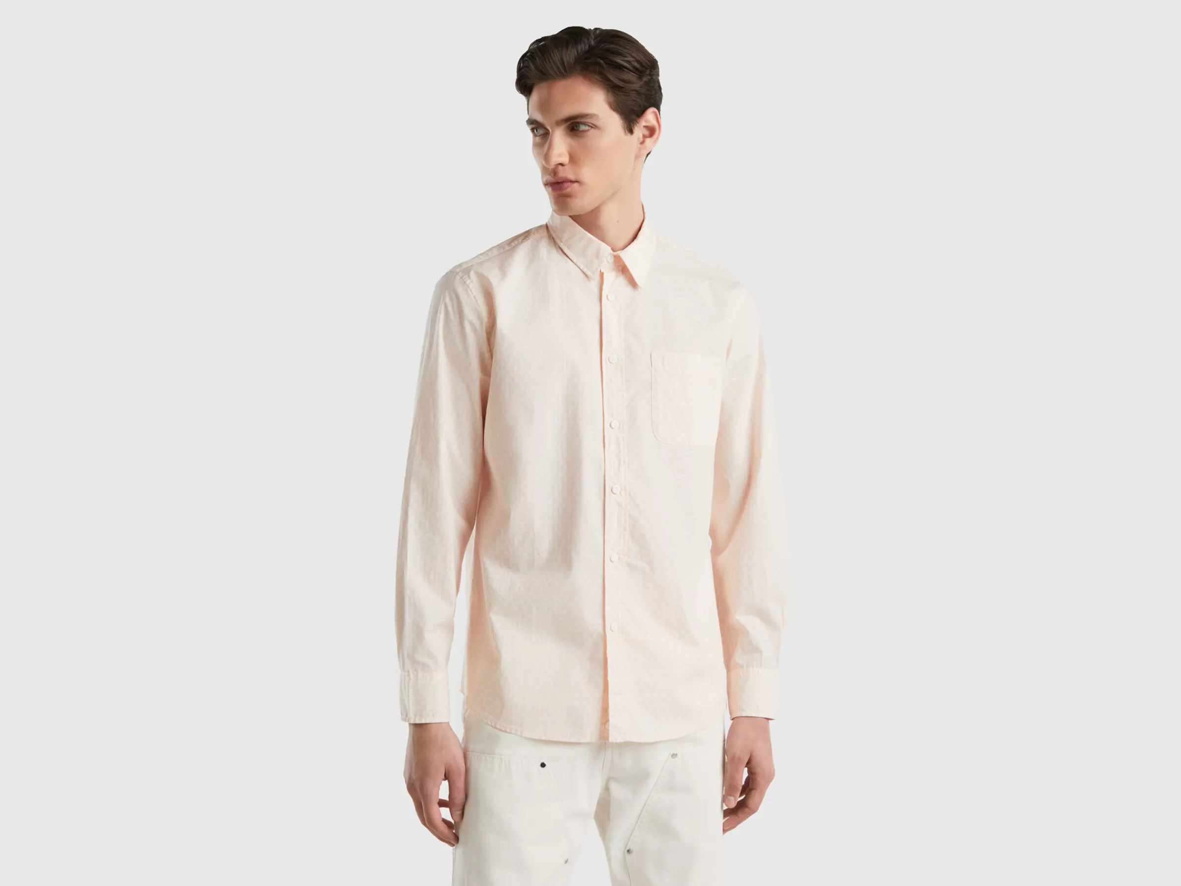 Camisa Padrao Em Algodão Leve^Benetton Outlet