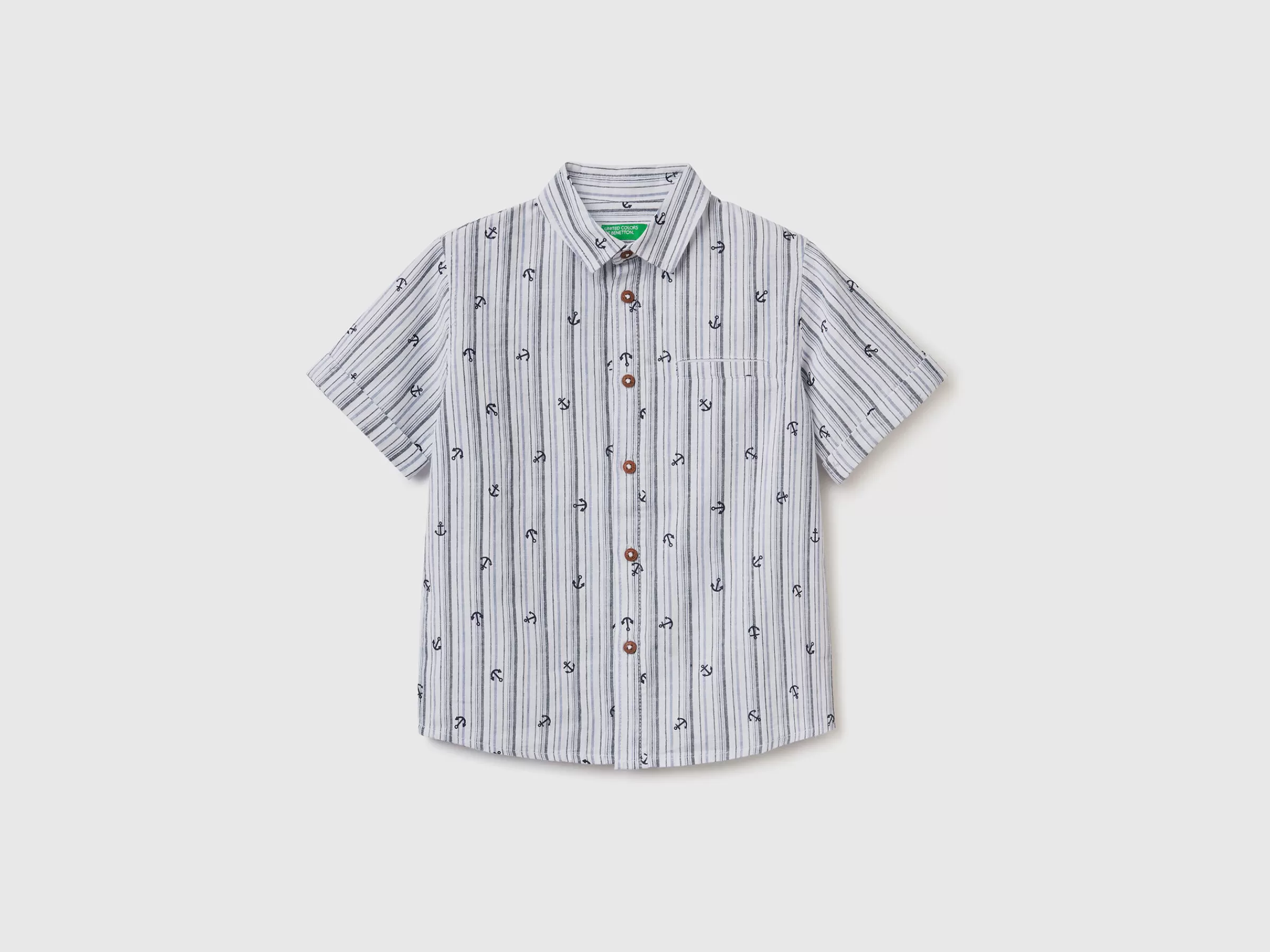 Camisa Padrao Em Mescla De Linho^Benetton Discount