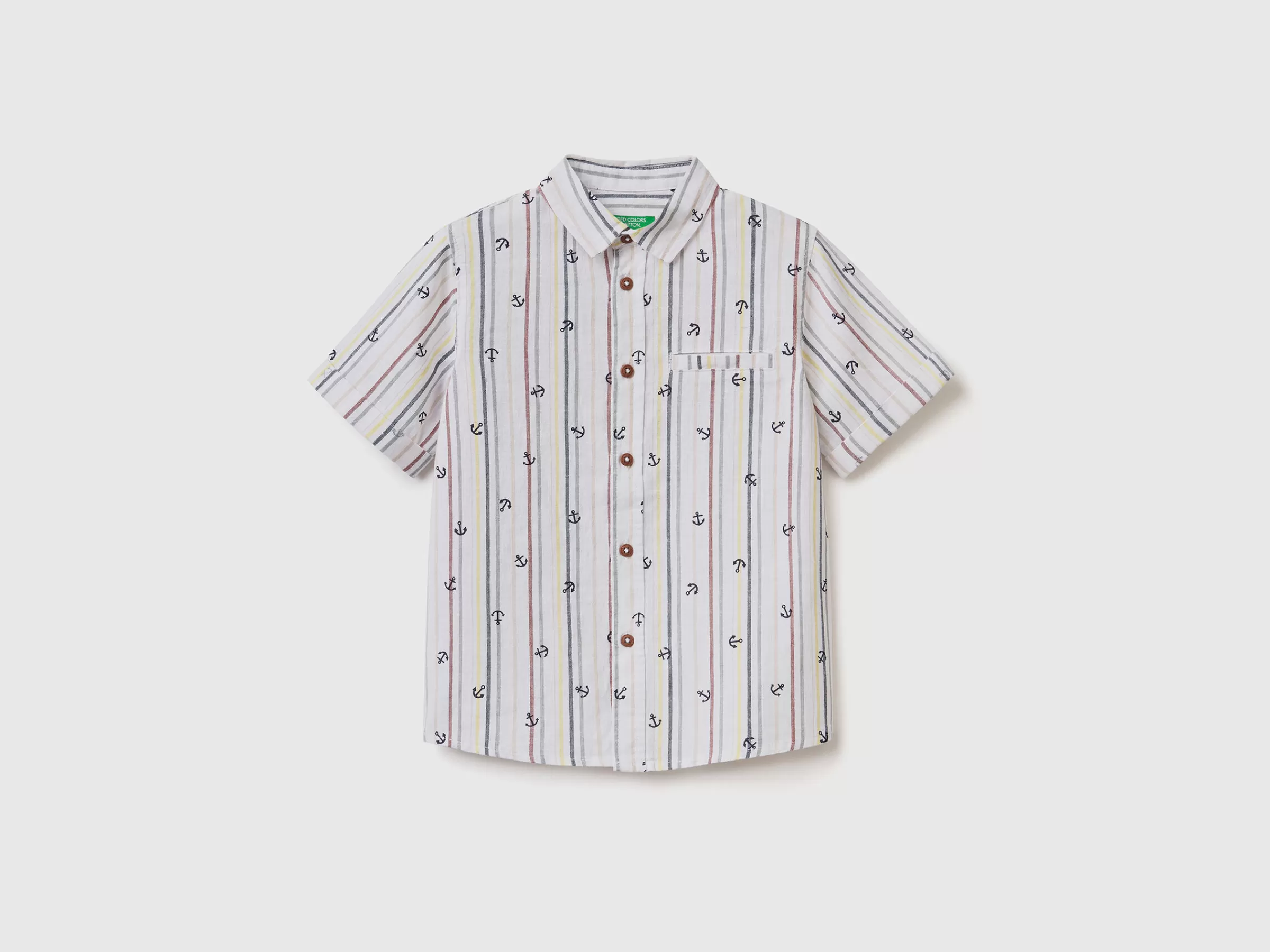 Camisa Padrao Em Mescla De Linho^Benetton Store