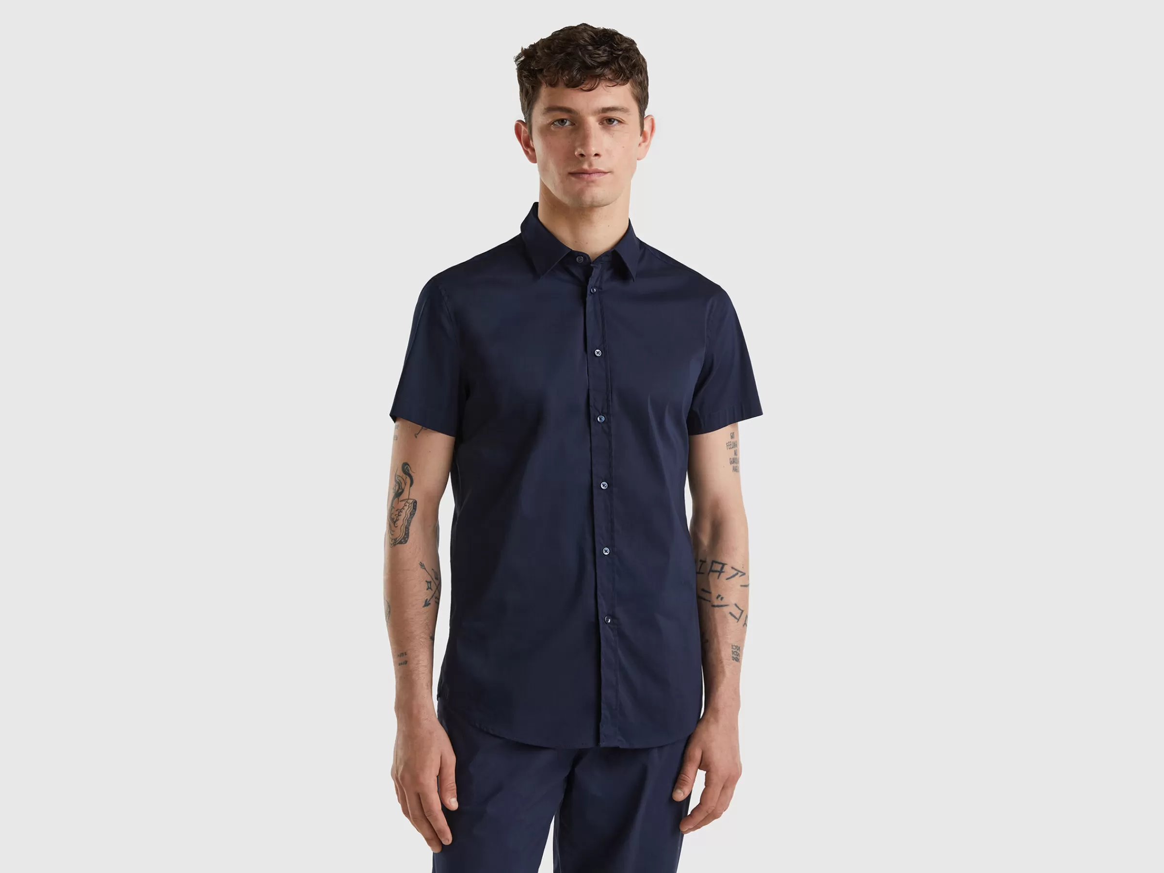 Camisa Slim Fit De Manga Curta^Benetton Store