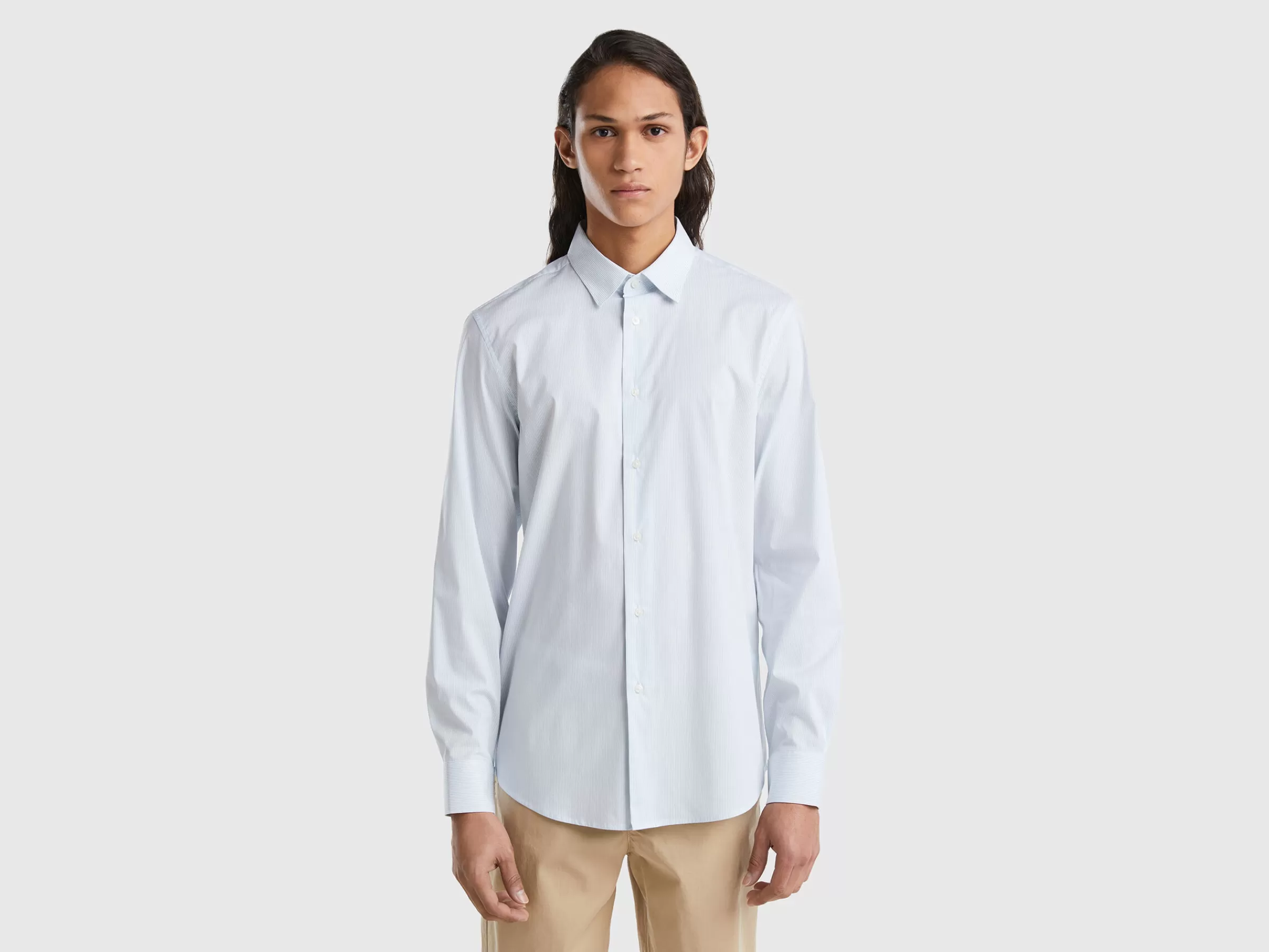 Camisa Slim Fit Em Algodão Misto Stretch^Benetton Best Sale