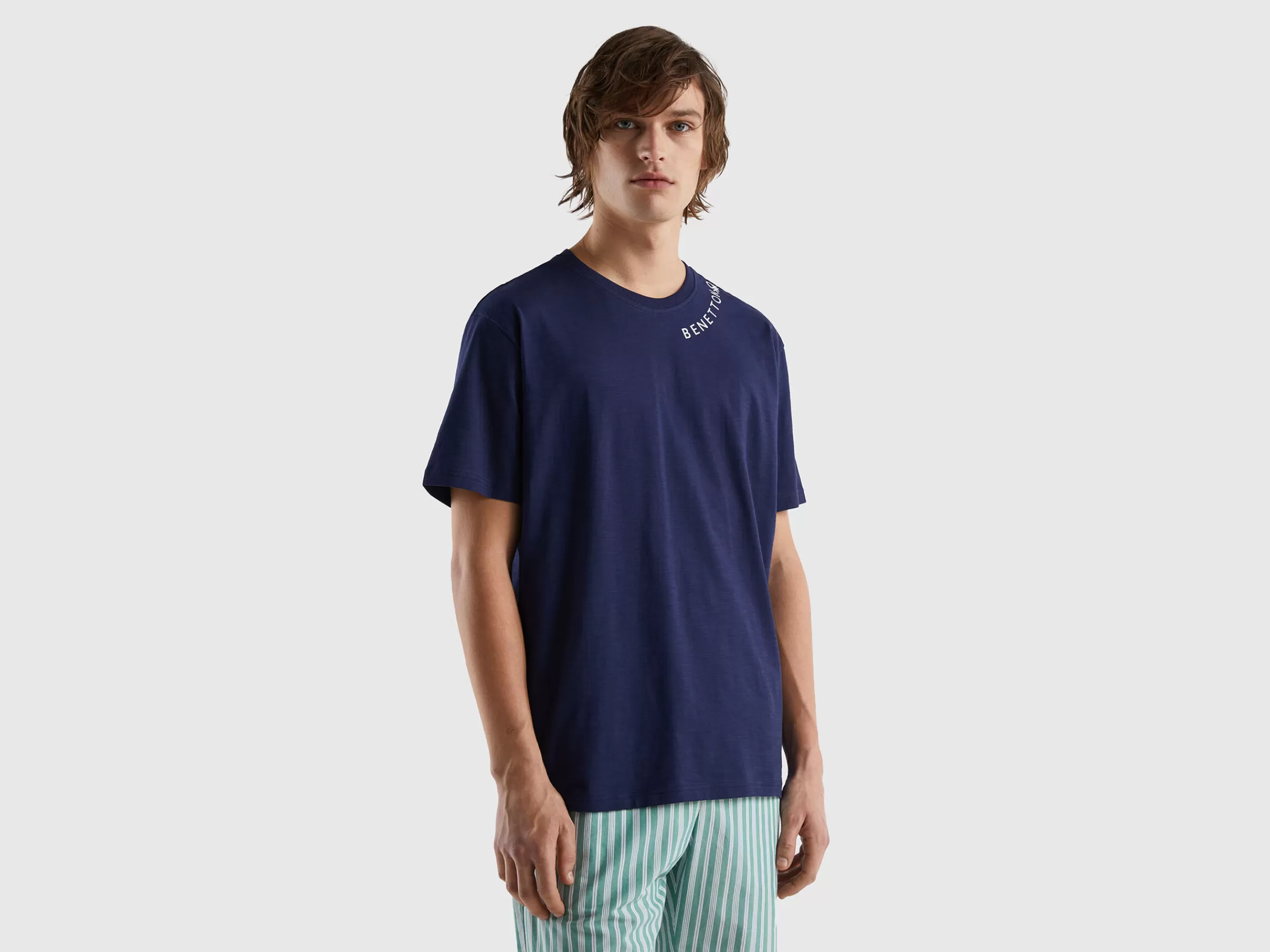 Camisola Com Estampa Na Gola Redonda^Benetton Clearance