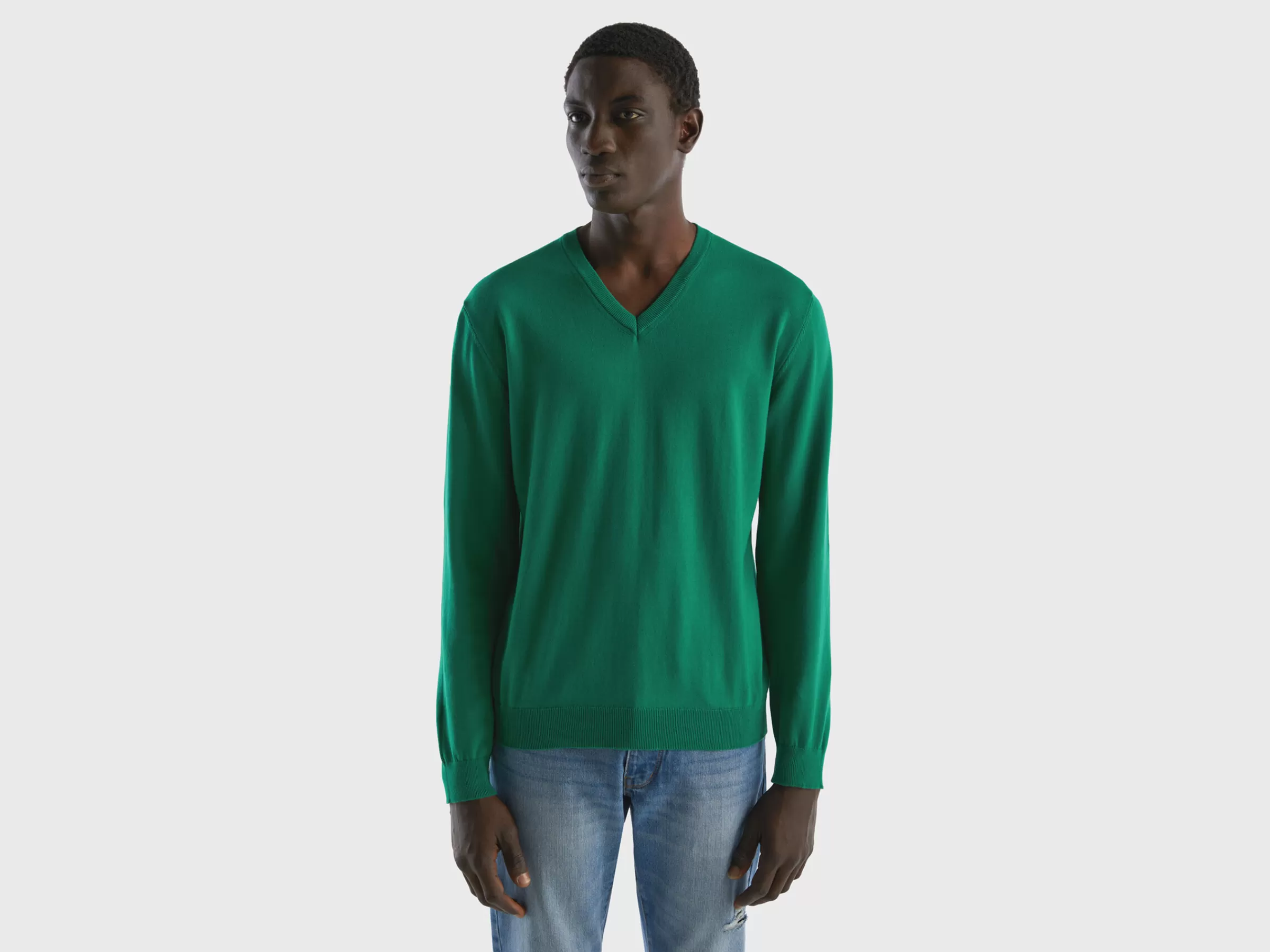 Camisola Em Algodão Puro Com Decote Em V^Benetton Sale