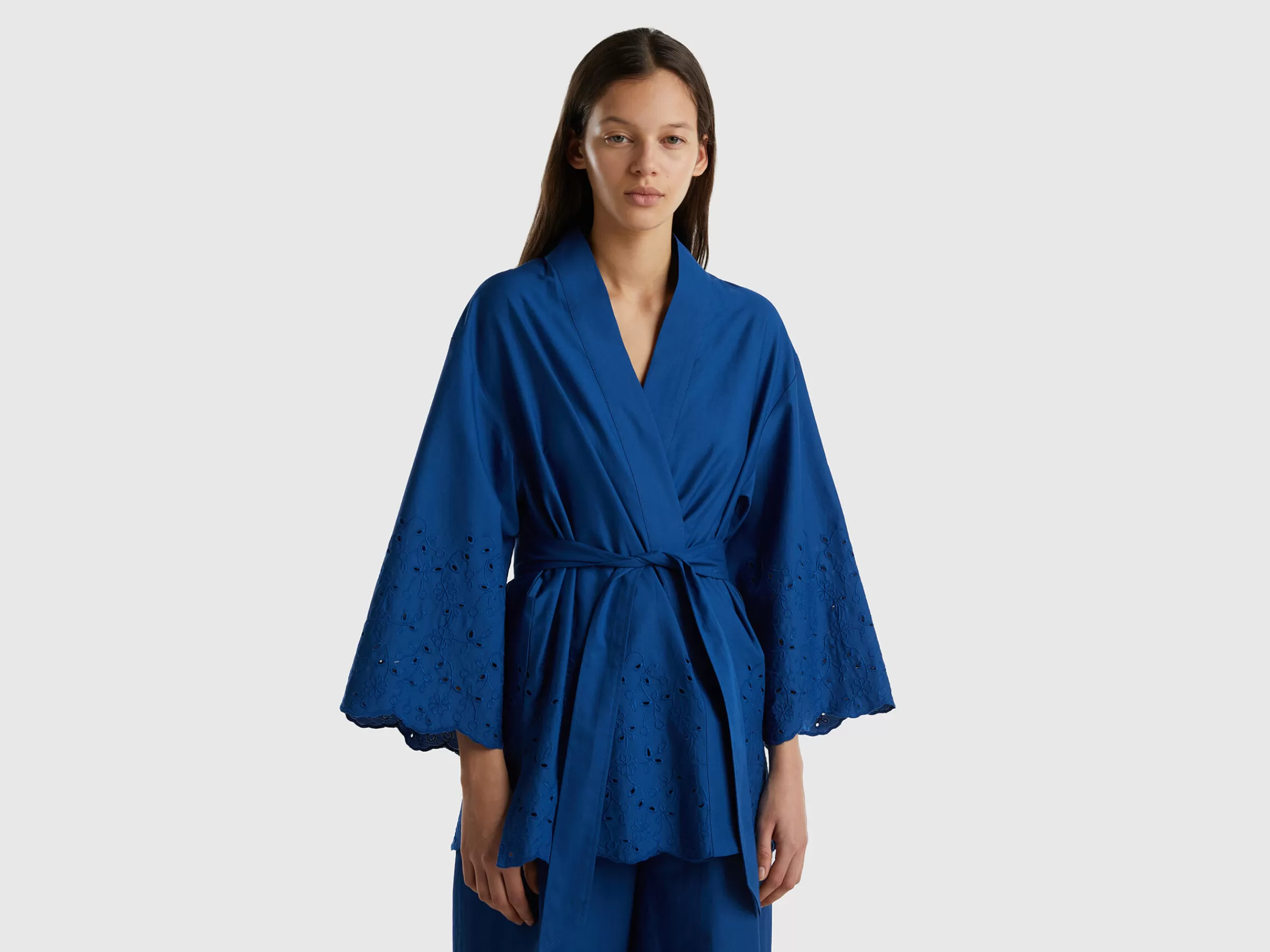 Casaco Kimono Com Detalhe Em Bordado Ingles^Benetton New