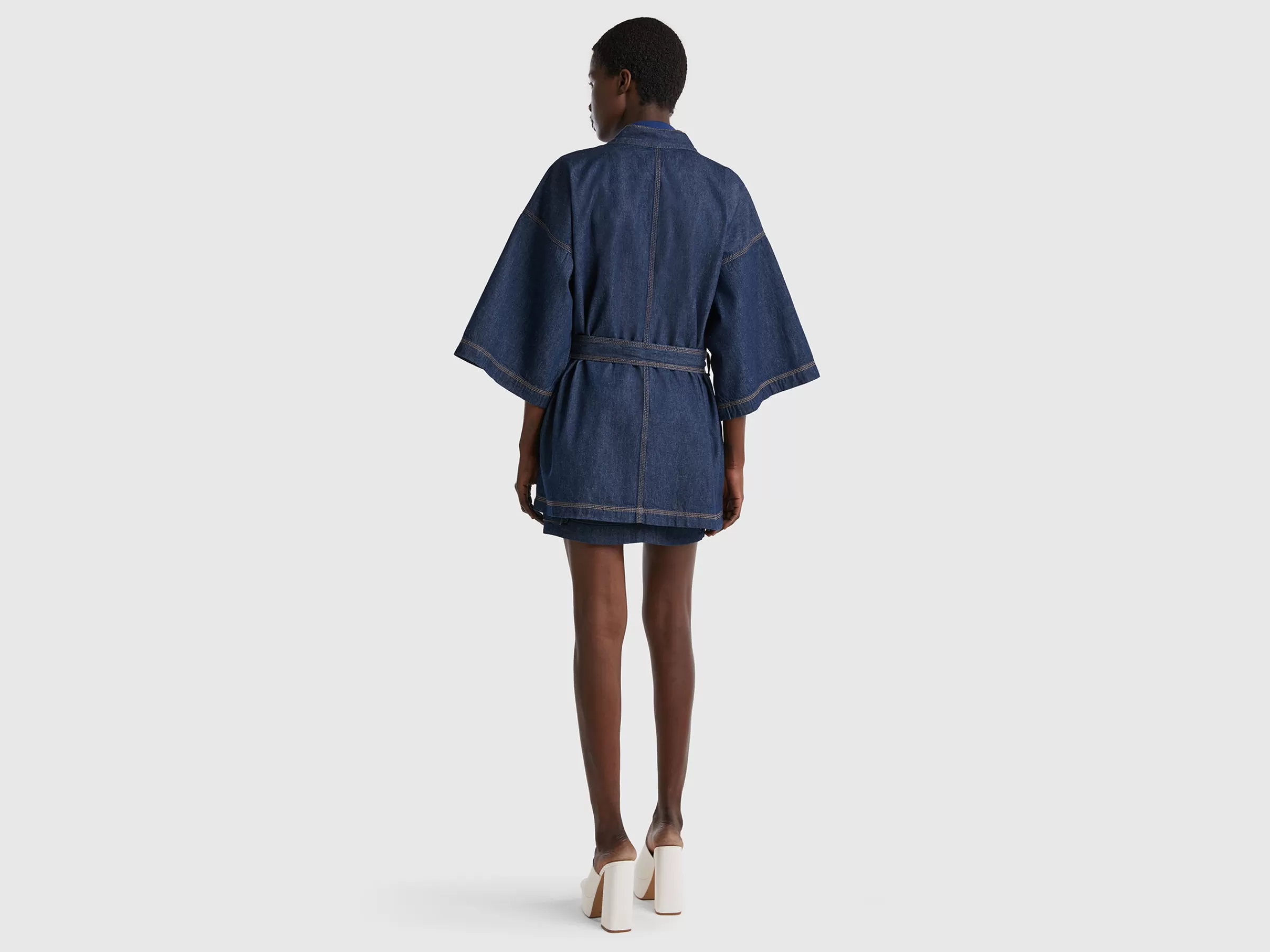 Casaco Kimono Em Chambray^Benetton Hot