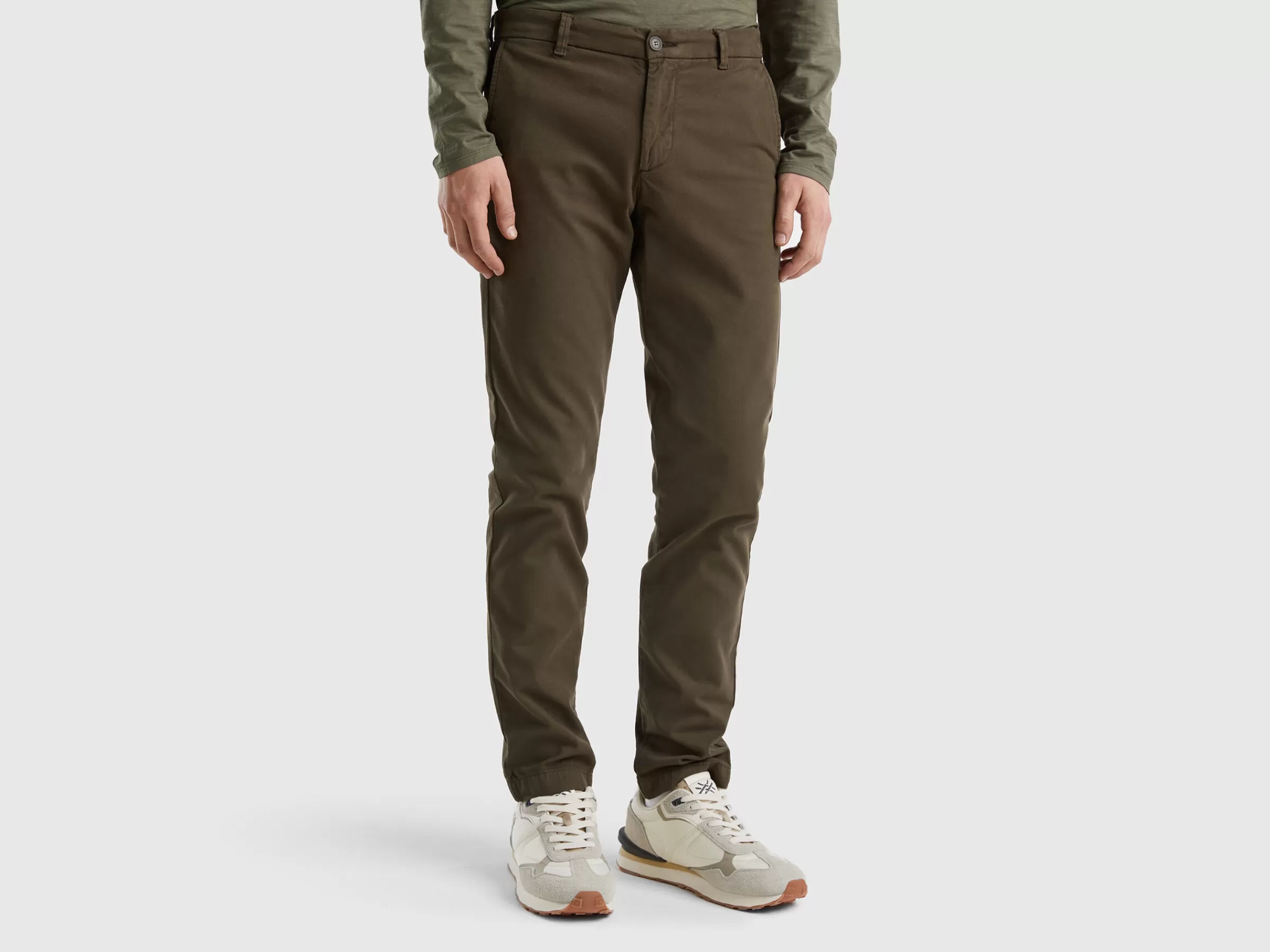 Chinos Slim Fit Em Algodão Stretch^Benetton Clearance