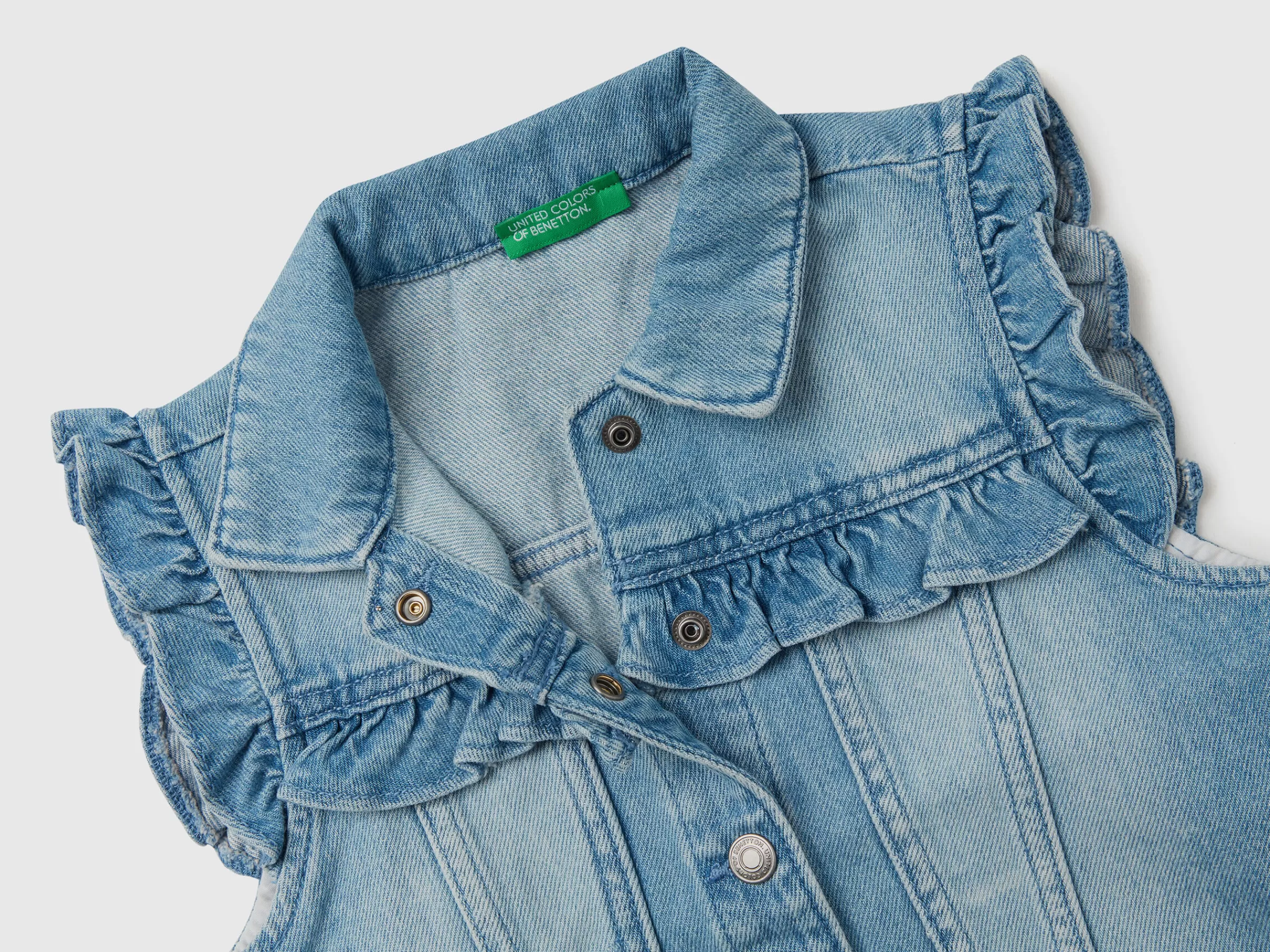 Colete De Jeans Com Folhos^Benetton Cheap