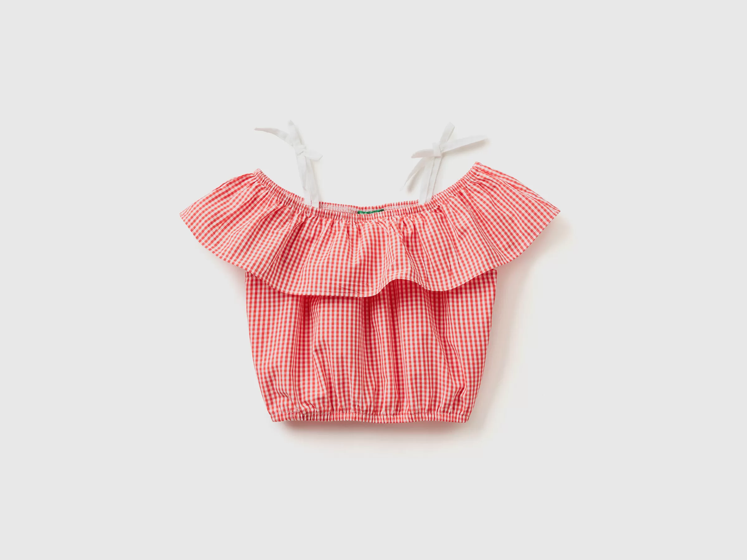 Crop Top Vichy Com Folhos^Benetton New