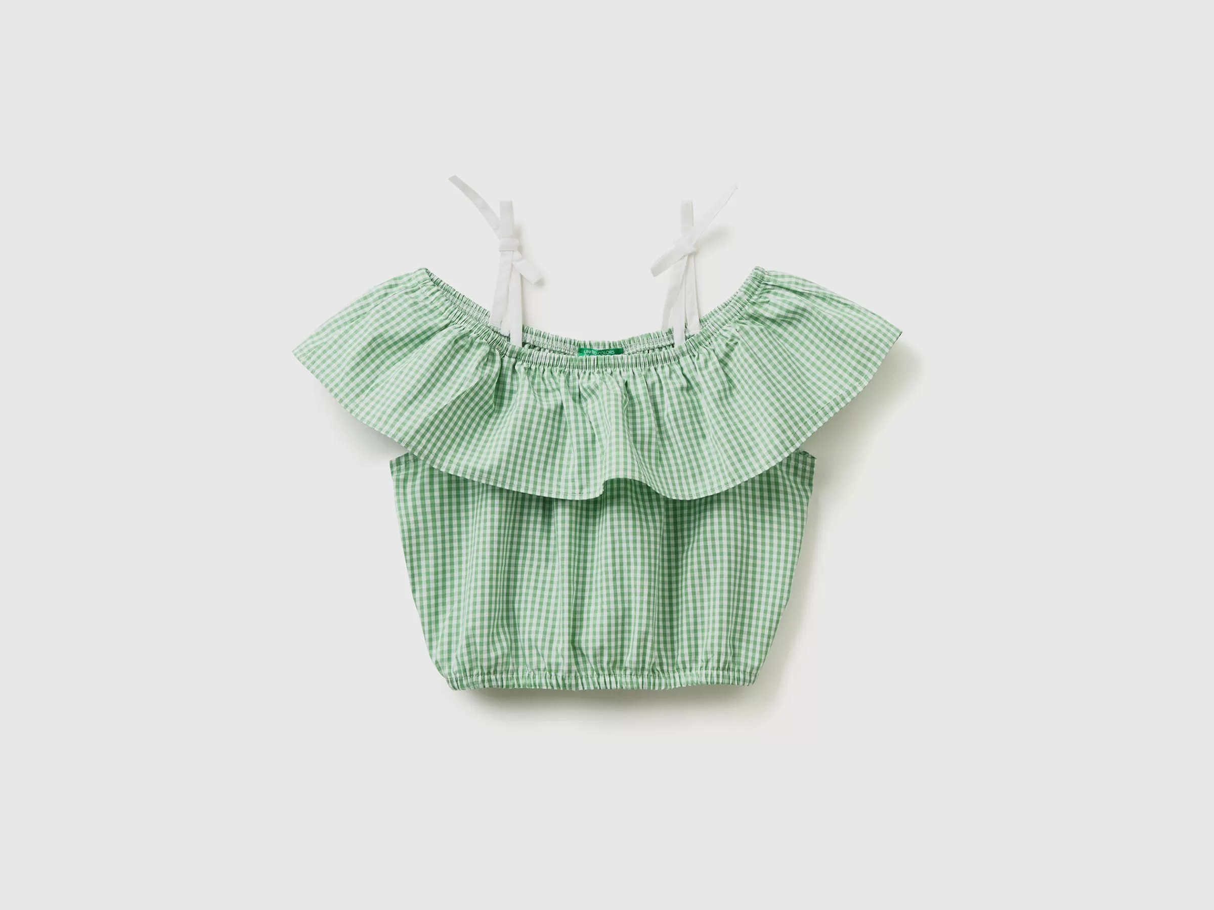 Crop Top Vichy Com Folhos^Benetton Outlet