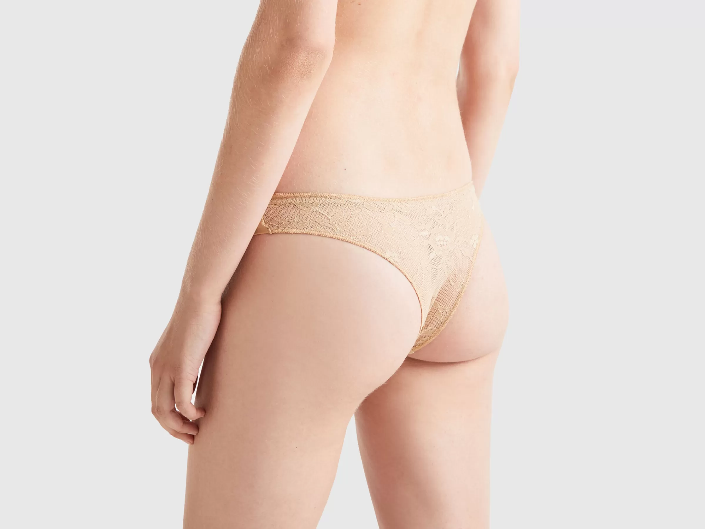 Cueca Brasileira Stretch Com Renda^Benetton Cheap