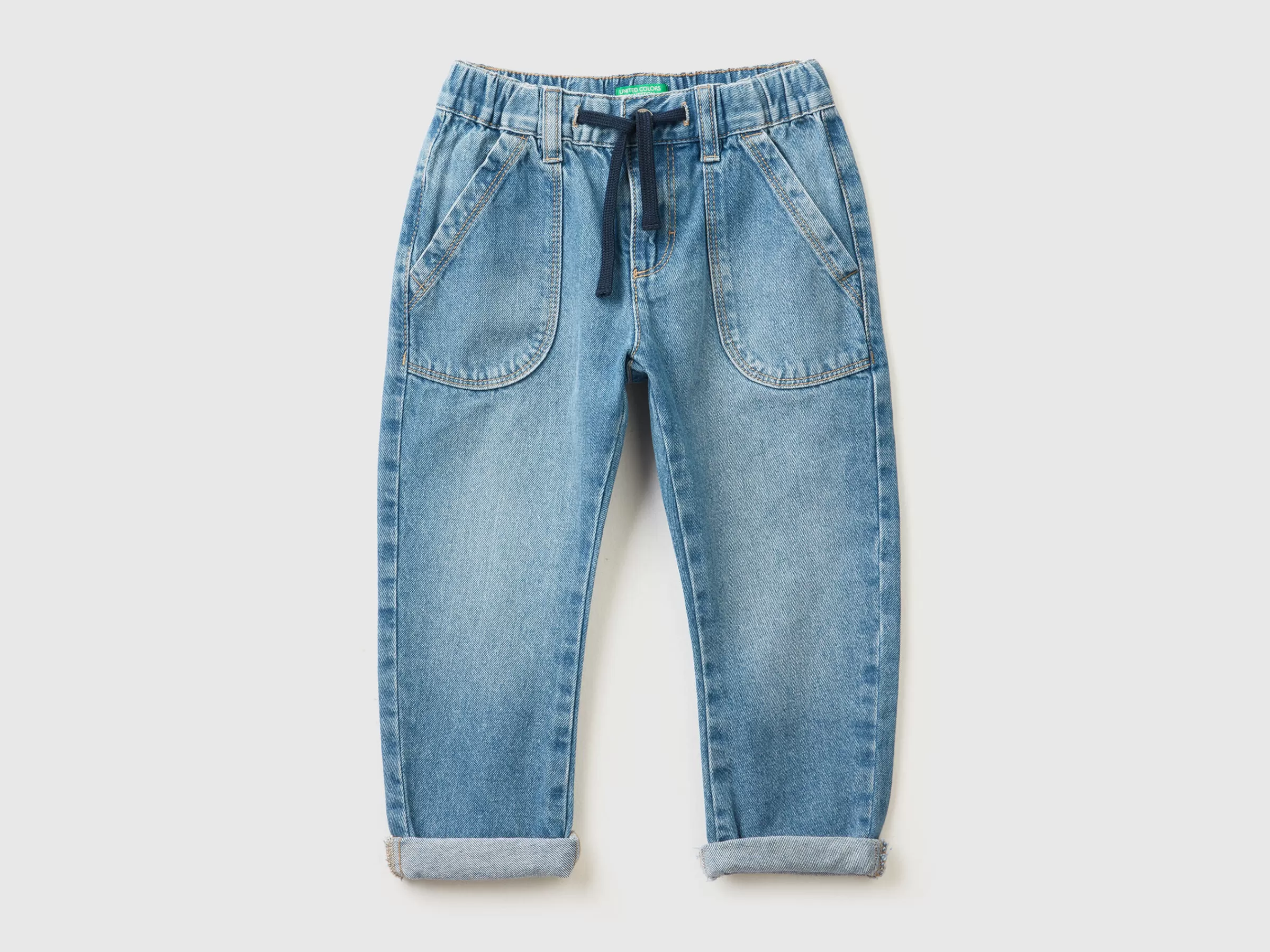 Jeans 100% Algodão Com Maxi Bolsos^Benetton Flash Sale