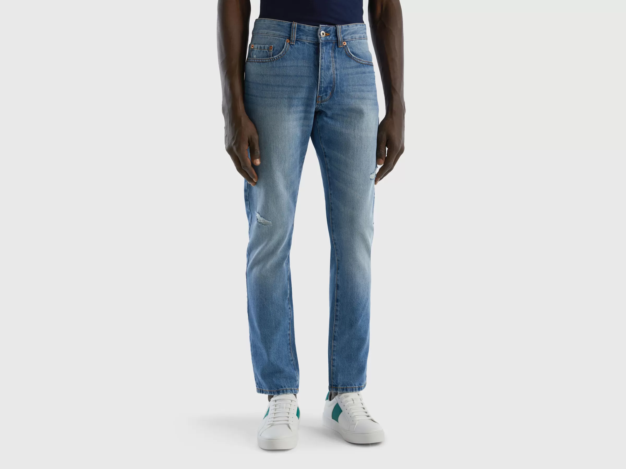 Jeans 100% Algodão Com Rasgos^Benetton Discount