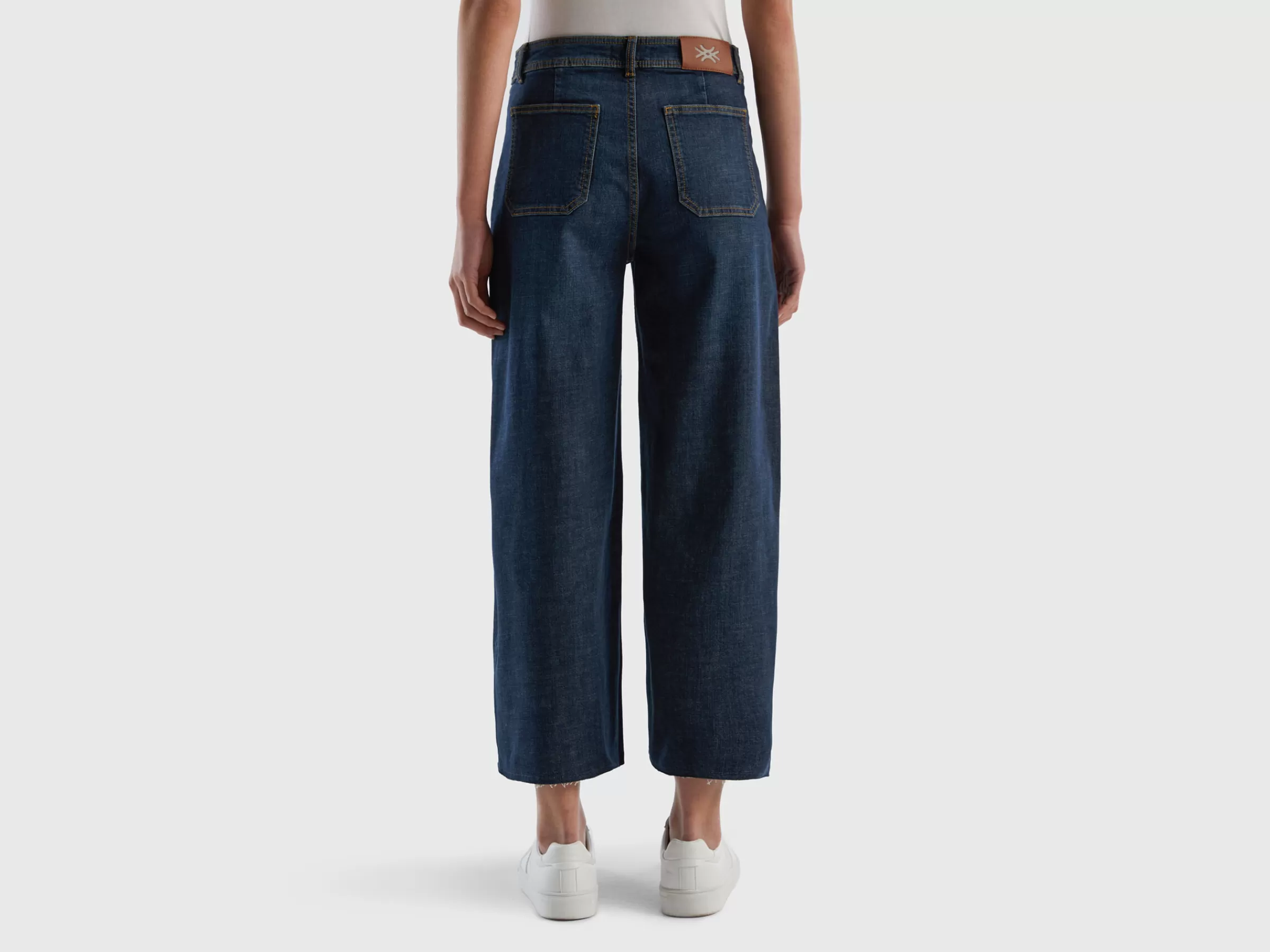 Jeans Cropped Com Perna Ampla^Benetton Discount