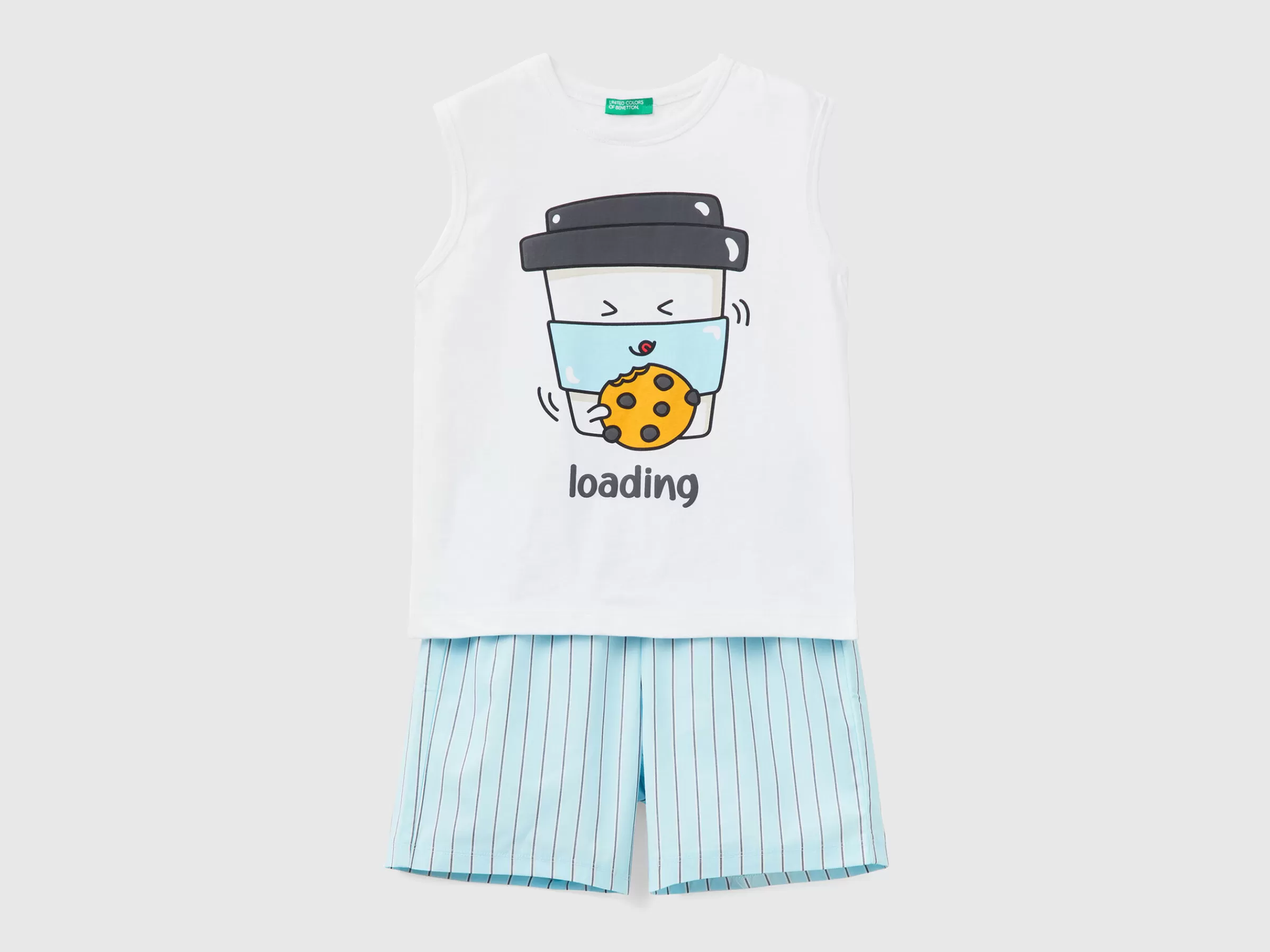 Pijama Curto Com Estampa De Cafe Da Manha^Benetton Shop