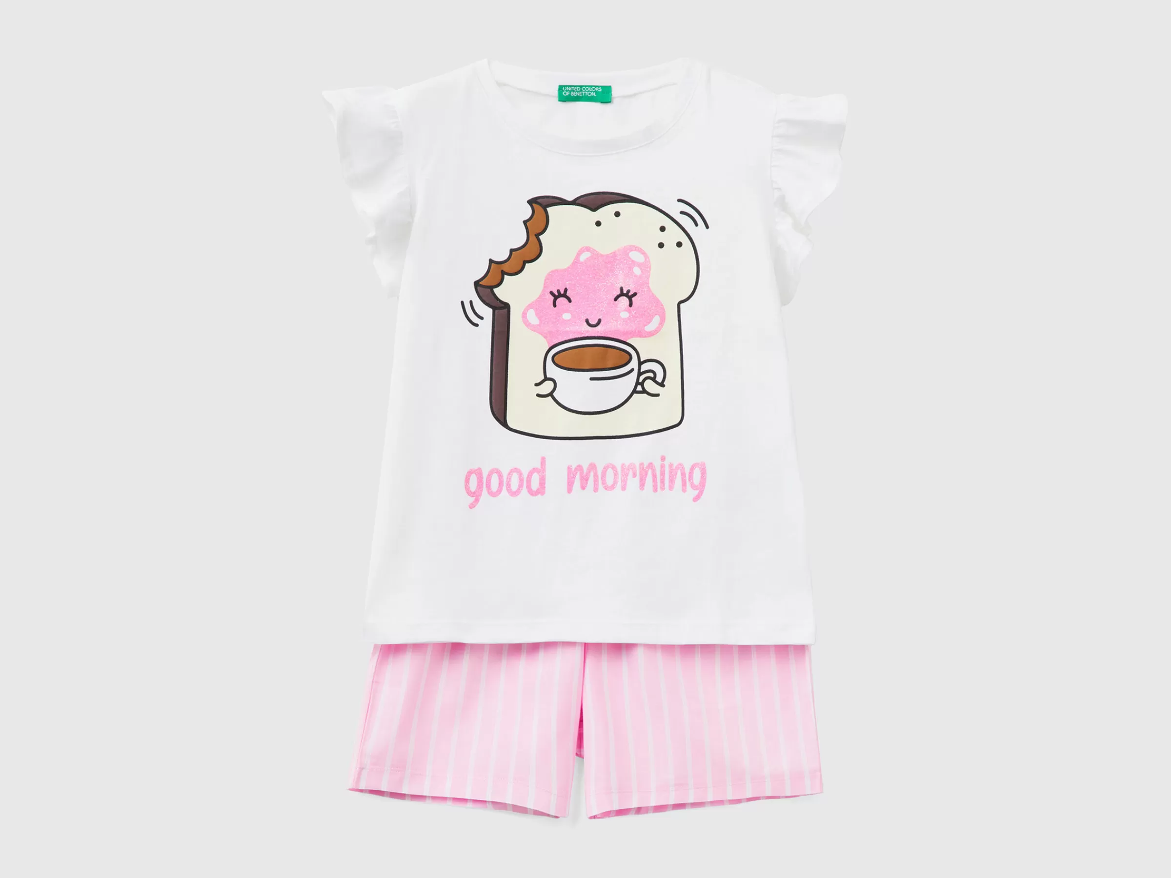 Pijama Curto Com Estampa De Cafe Da Manha^Benetton Outlet