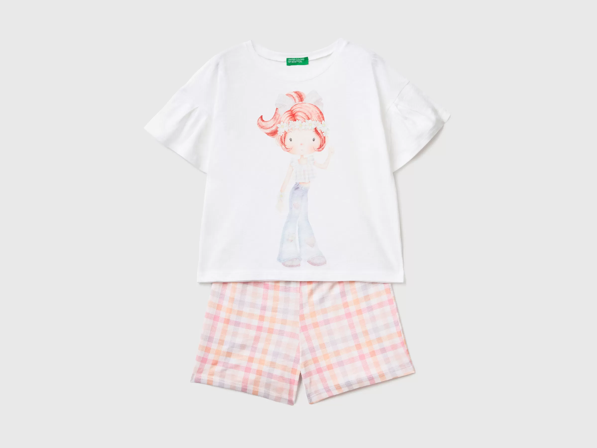 Pijama Curto Com Estampa Glitter^Benetton Shop