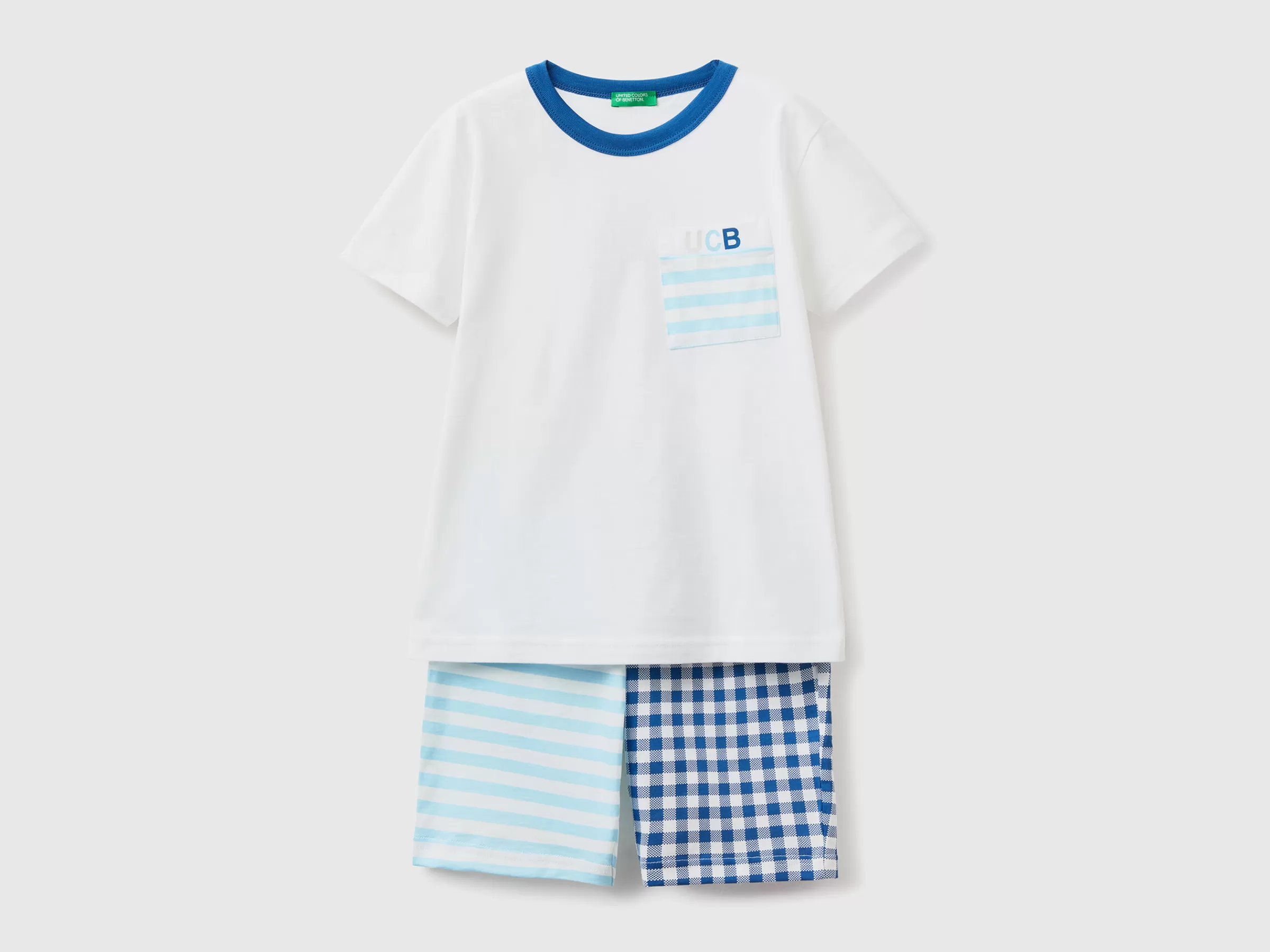 Pijama Curto Com Riscas E Quadrados^Benetton Best Sale