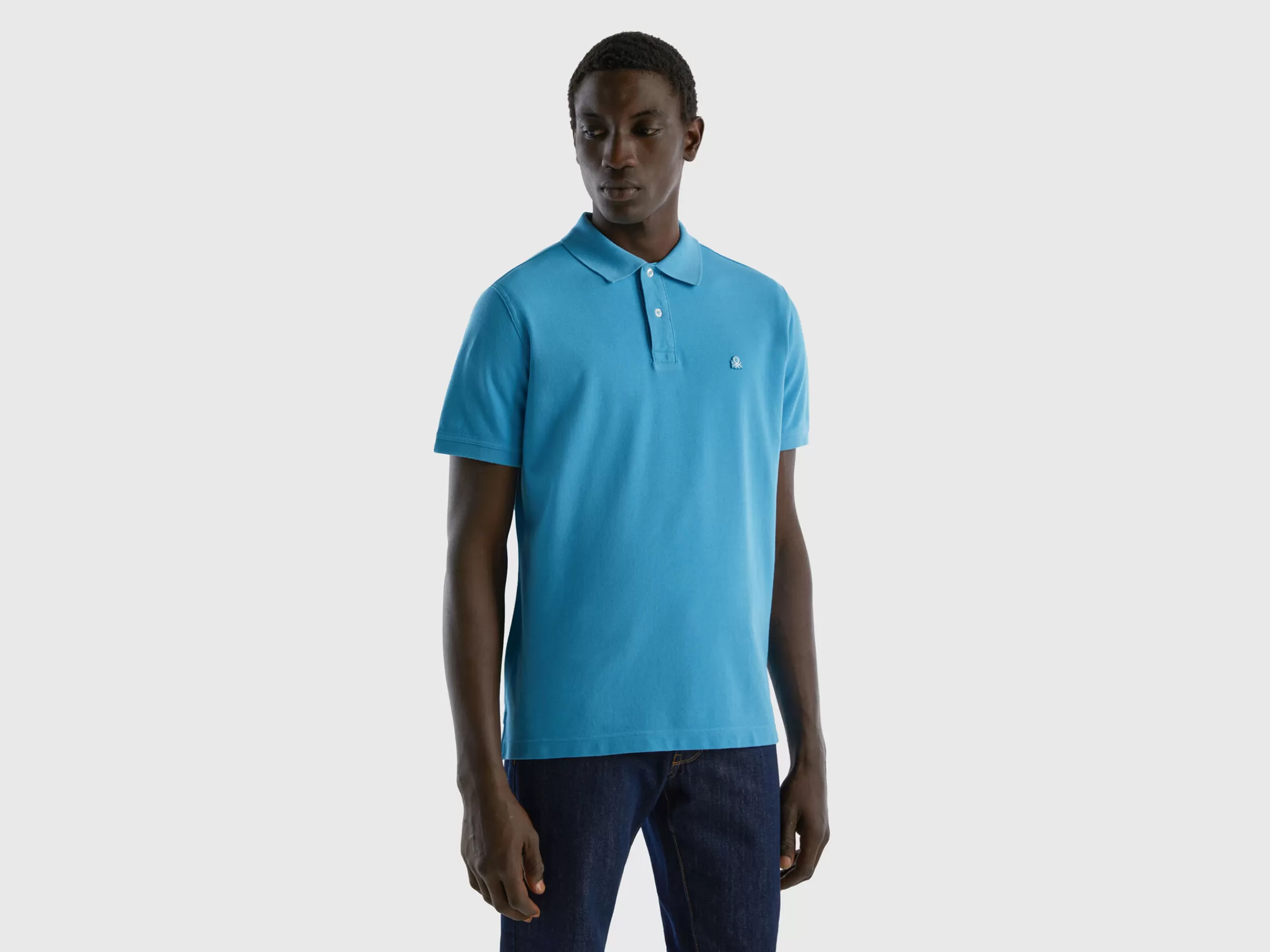 Polo Azul-Celeste Regular Fit^Benetton Cheap