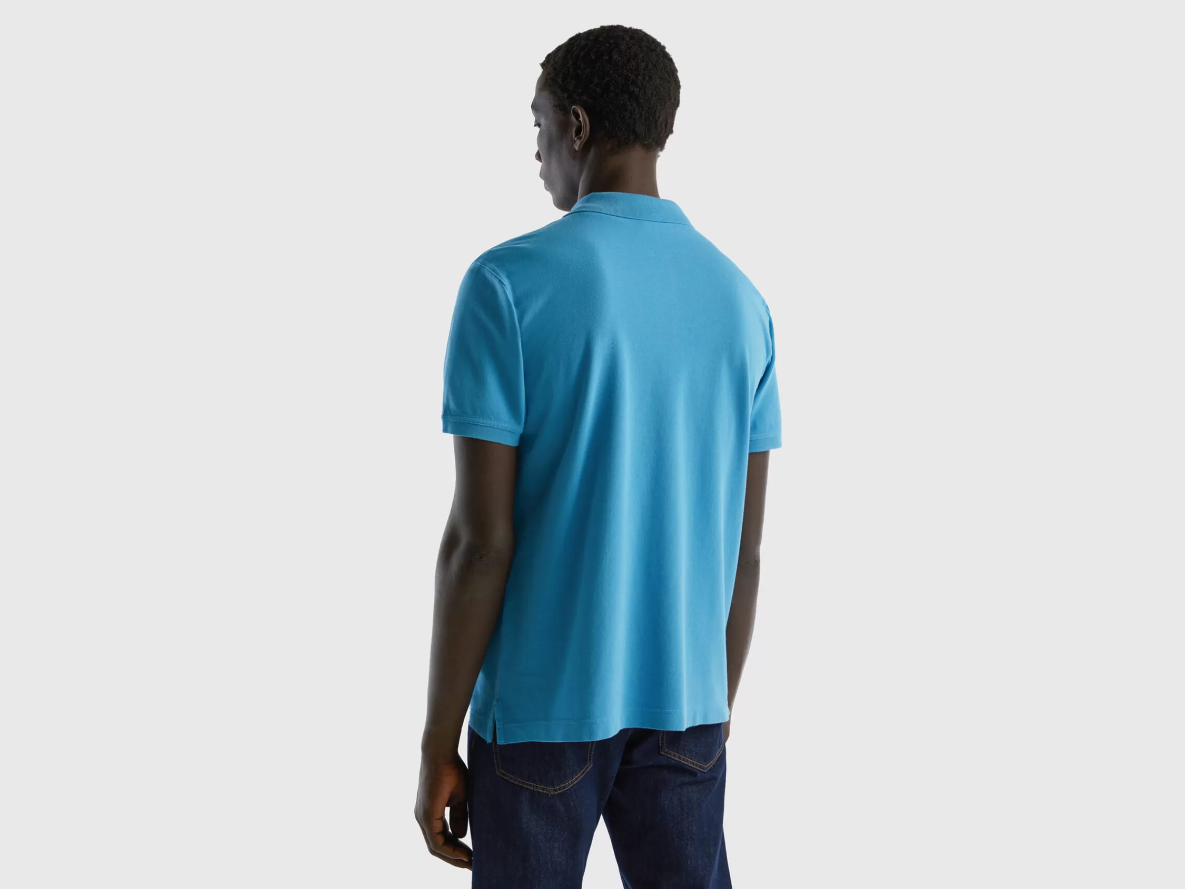 Polo Azul-Celeste Regular Fit^Benetton Cheap