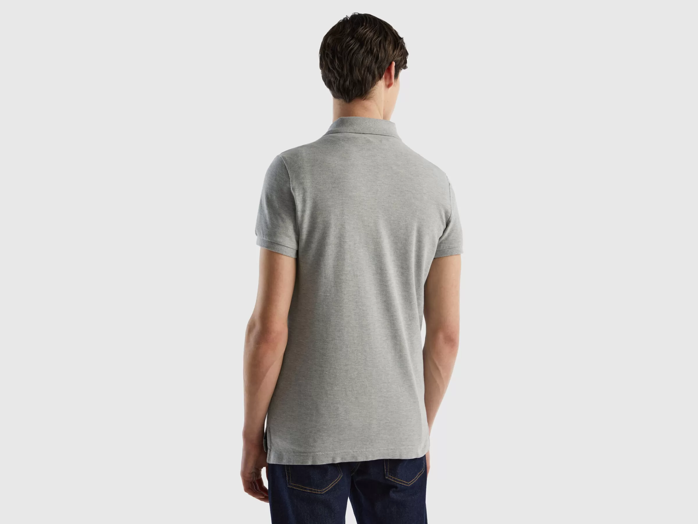 Polo Cinza Melange Slim Fit^Benetton Discount