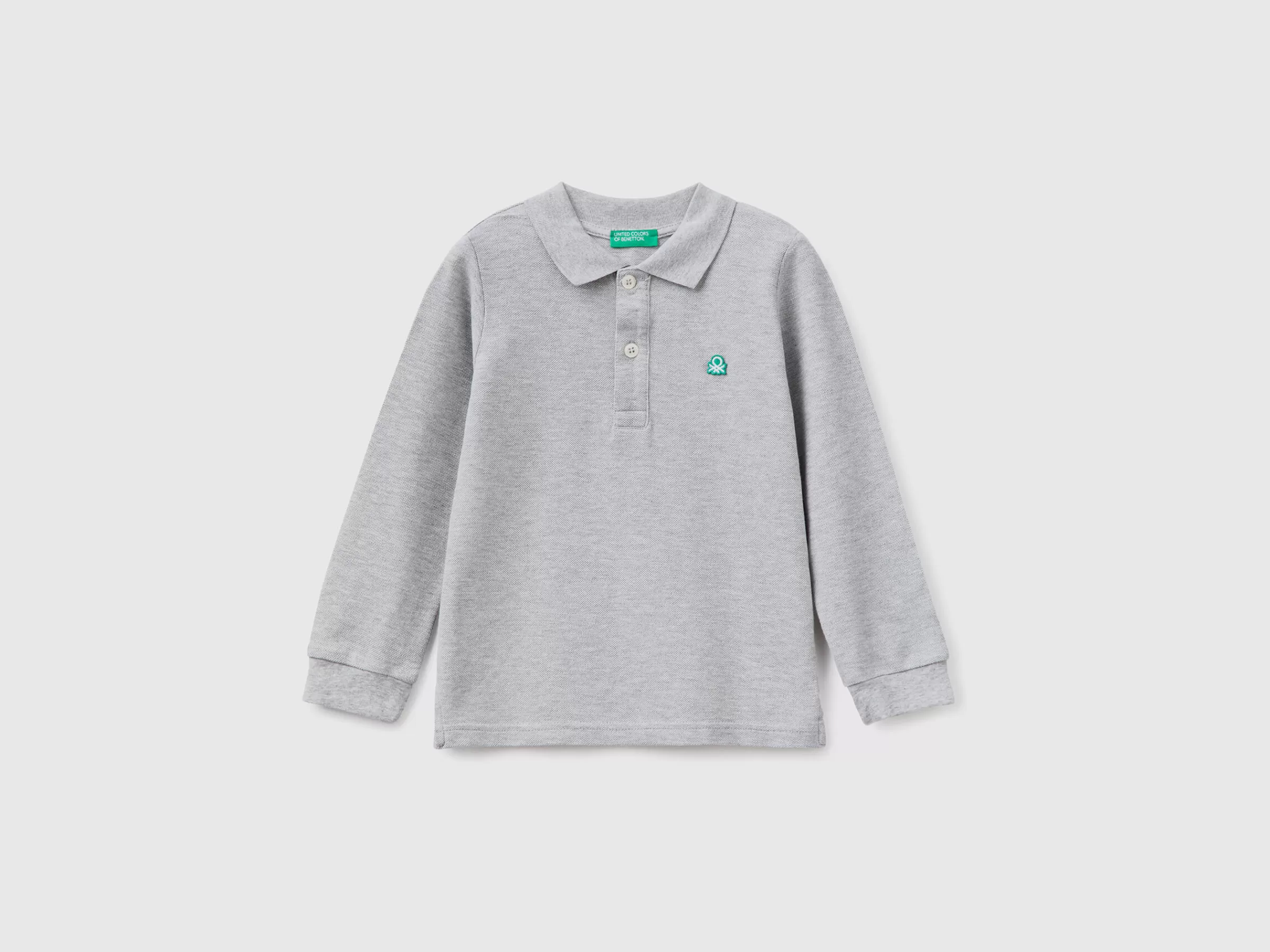 Polo De Manga Comprida Em Algodão Organico^Benetton Discount