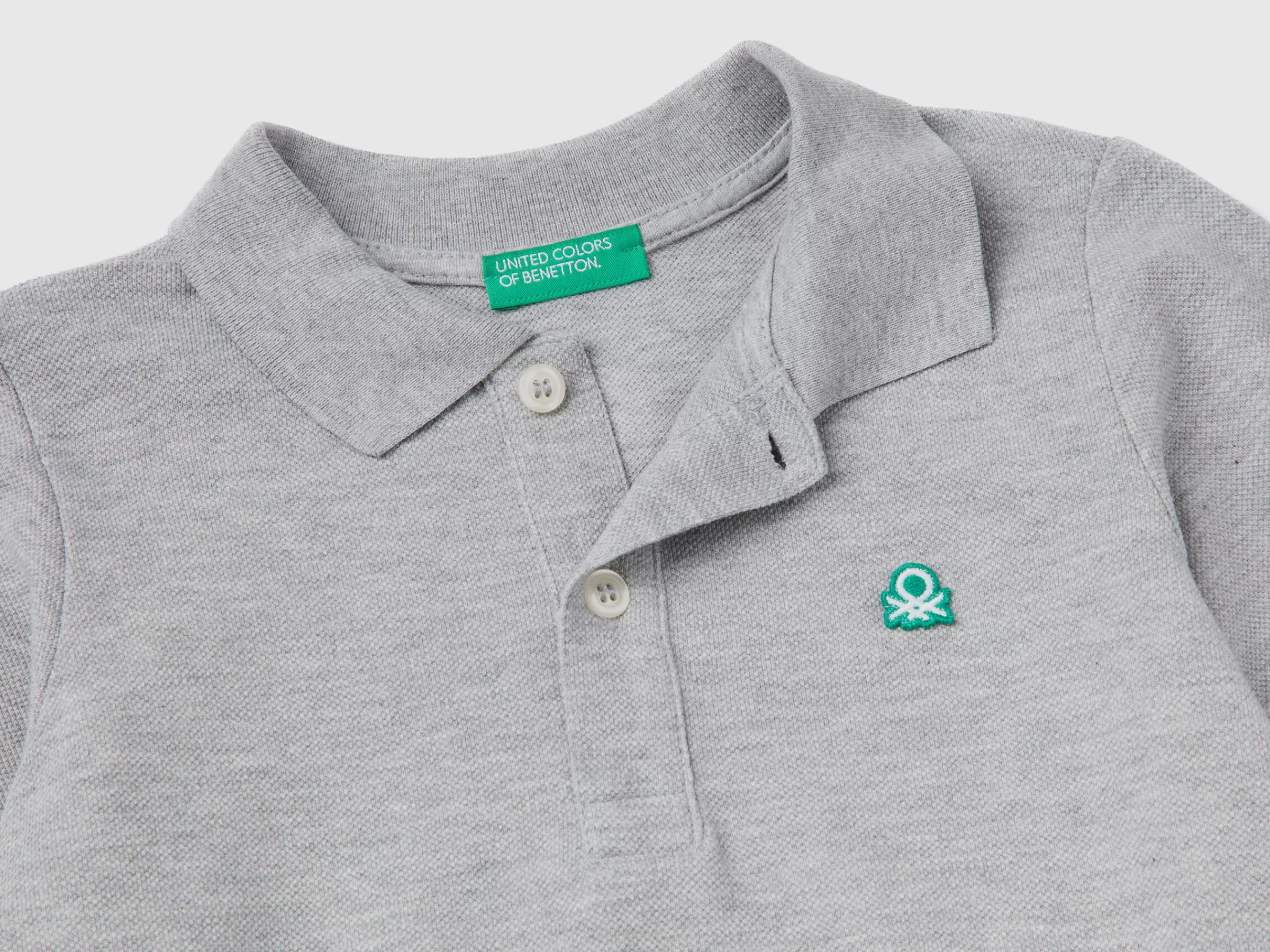 Polo De Manga Comprida Em Algodão Organico^Benetton Discount