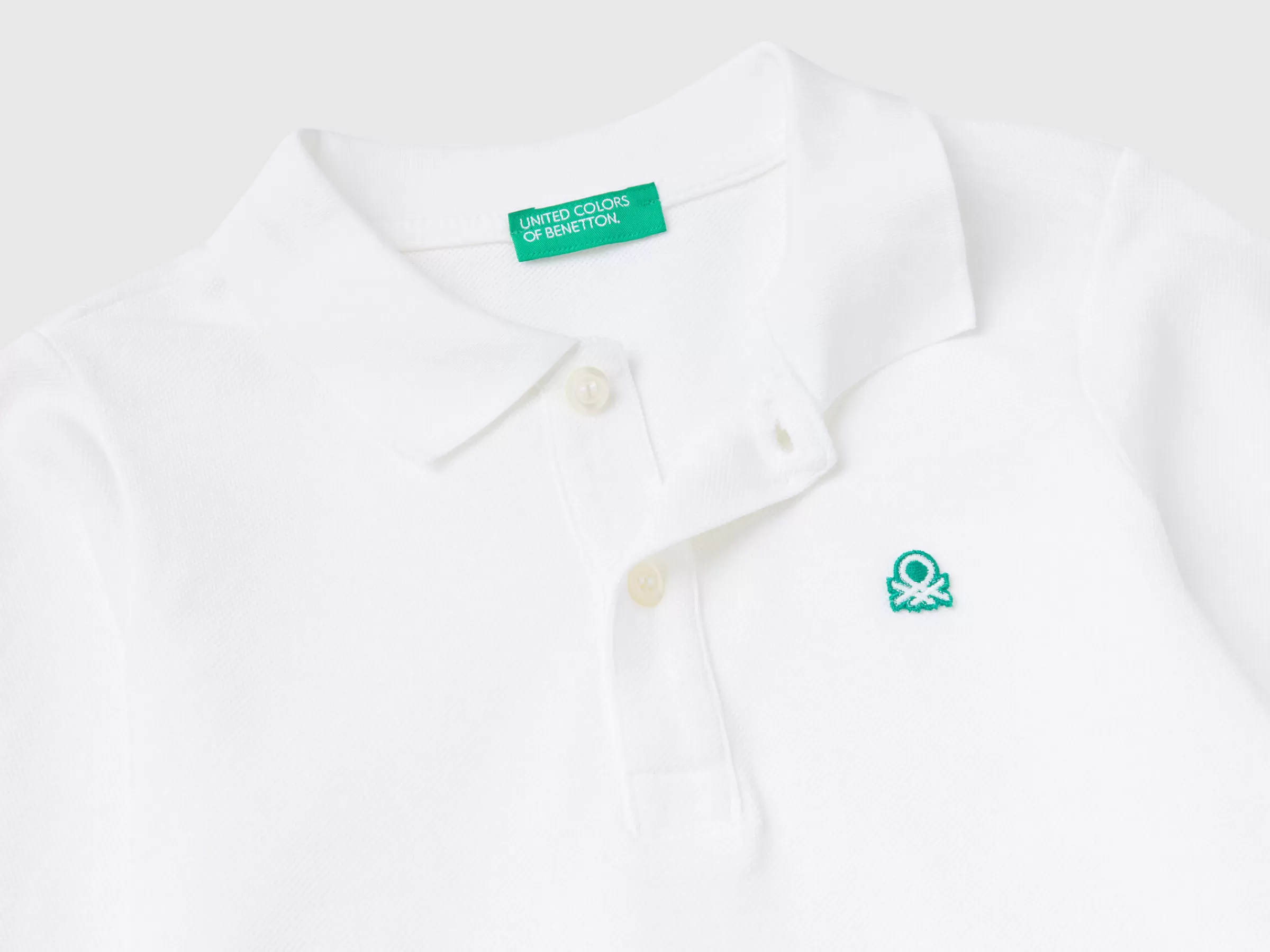 Polo De Manga Comprida Em Algodão Organico^Benetton Outlet