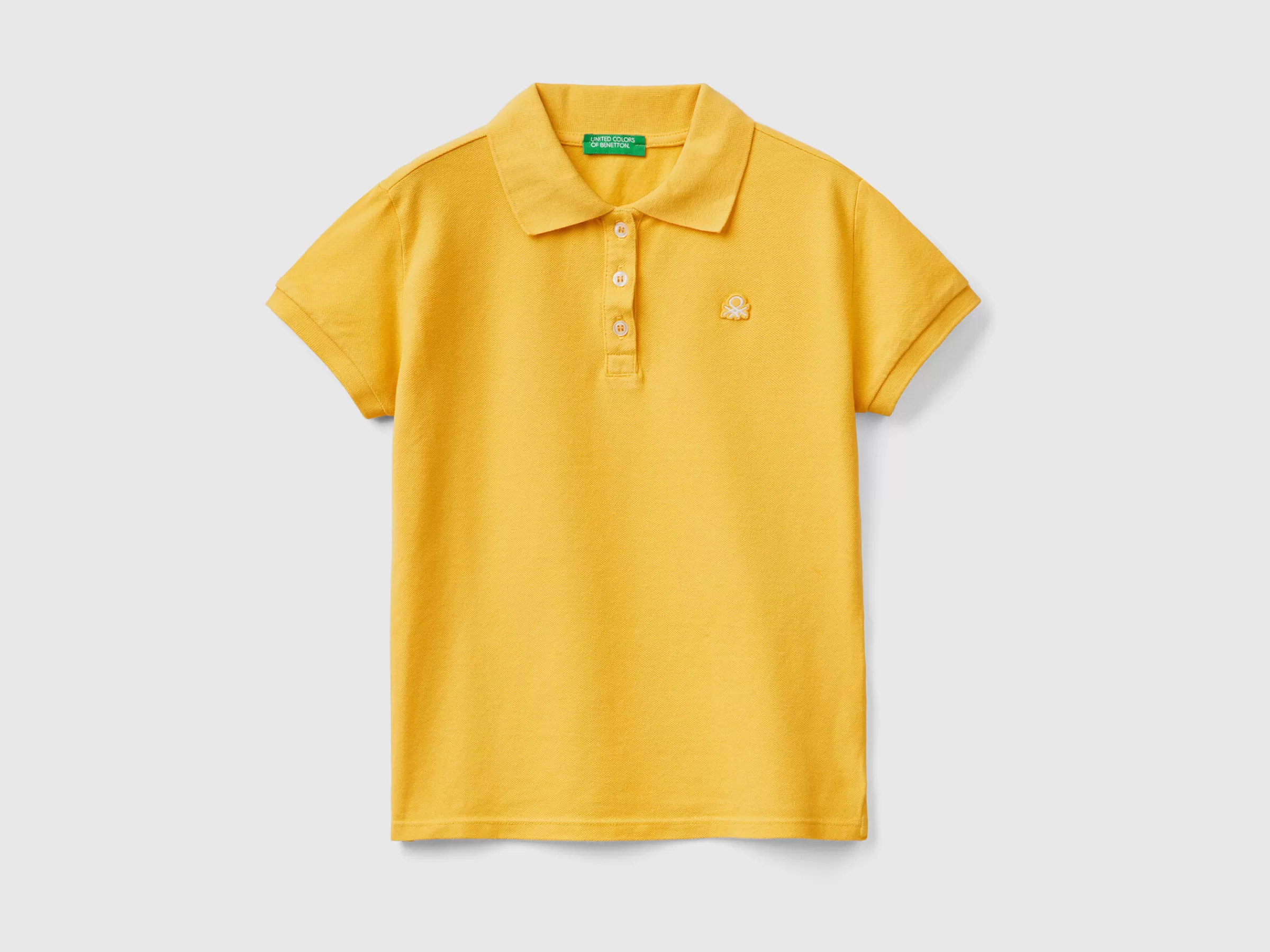 Polo De Manga Curta Em Algodão Organico^Benetton Hot