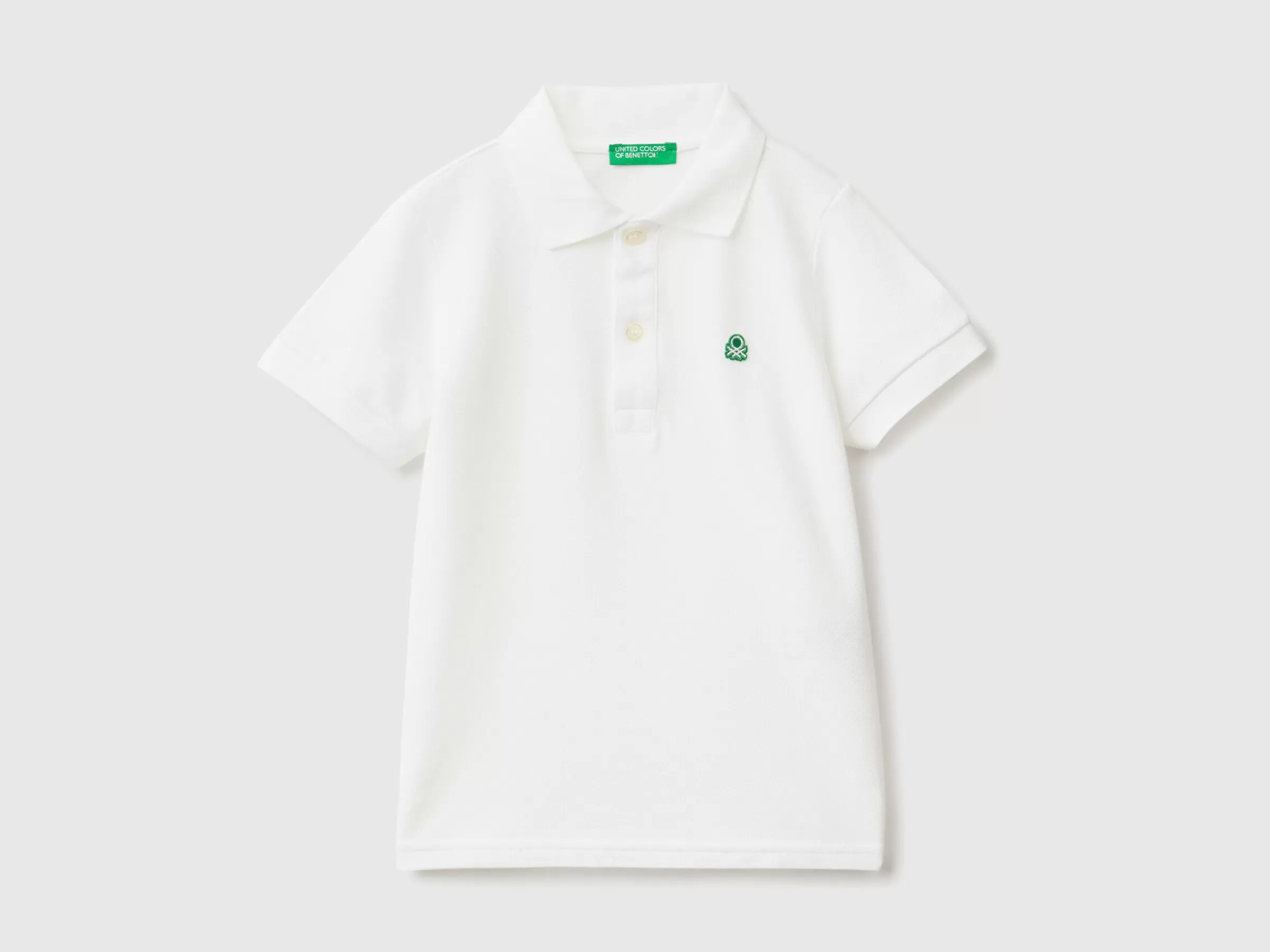 Polo De Manga Curta Em Algodão Organico^Benetton Clearance