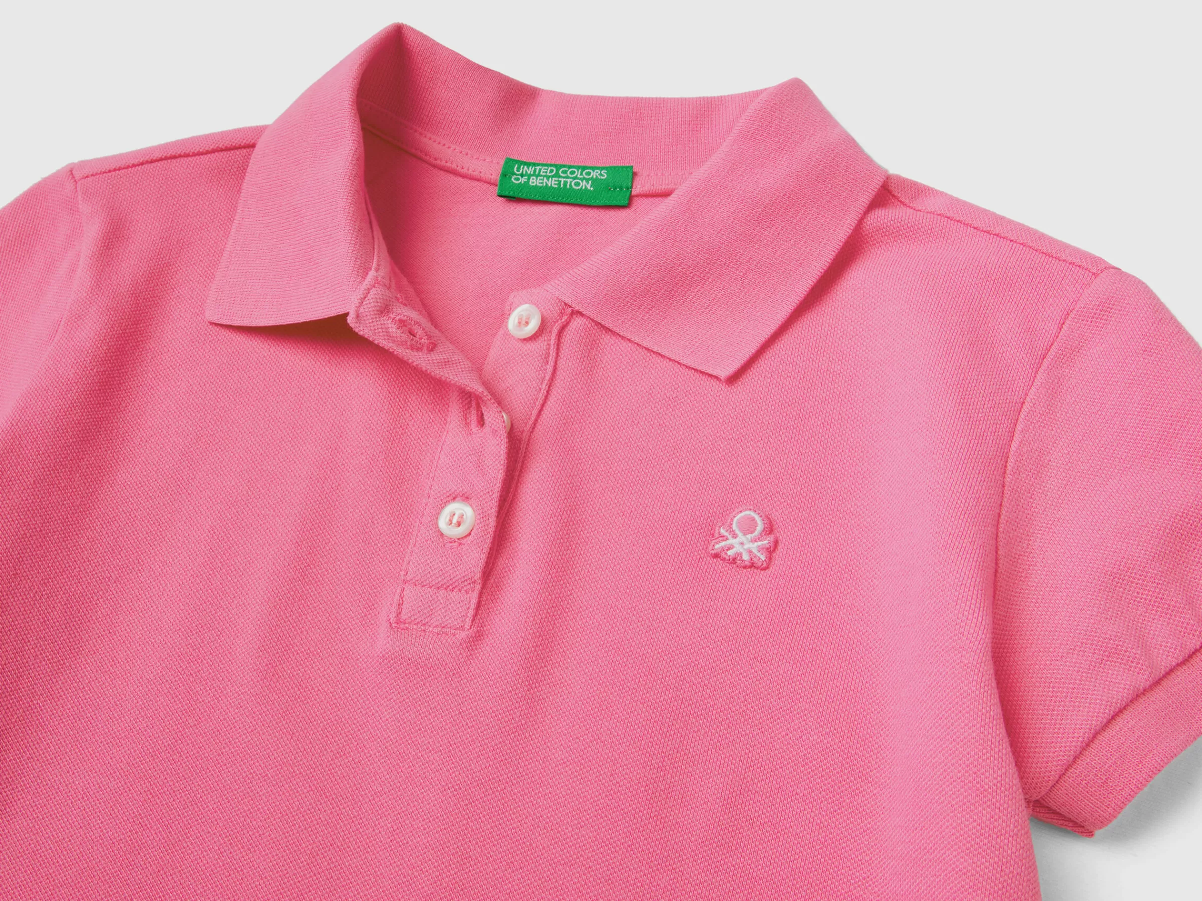 Polo De Manga Curta Em Algodão Organico^Benetton New