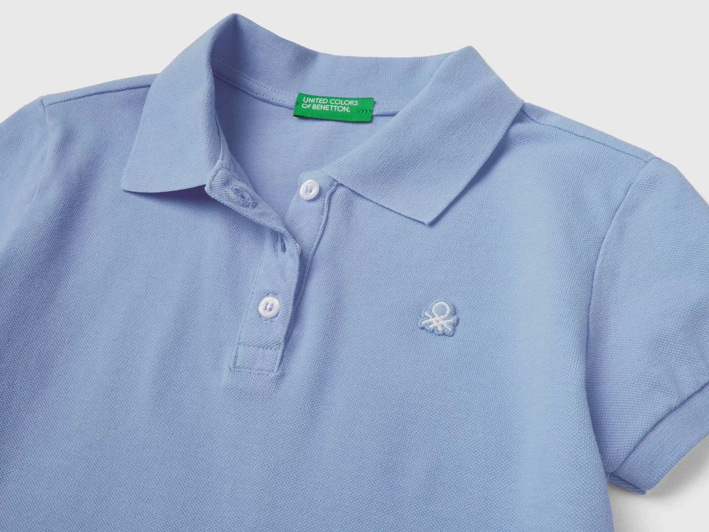 Polo De Manga Curta Em Algodão Organico^Benetton Best
