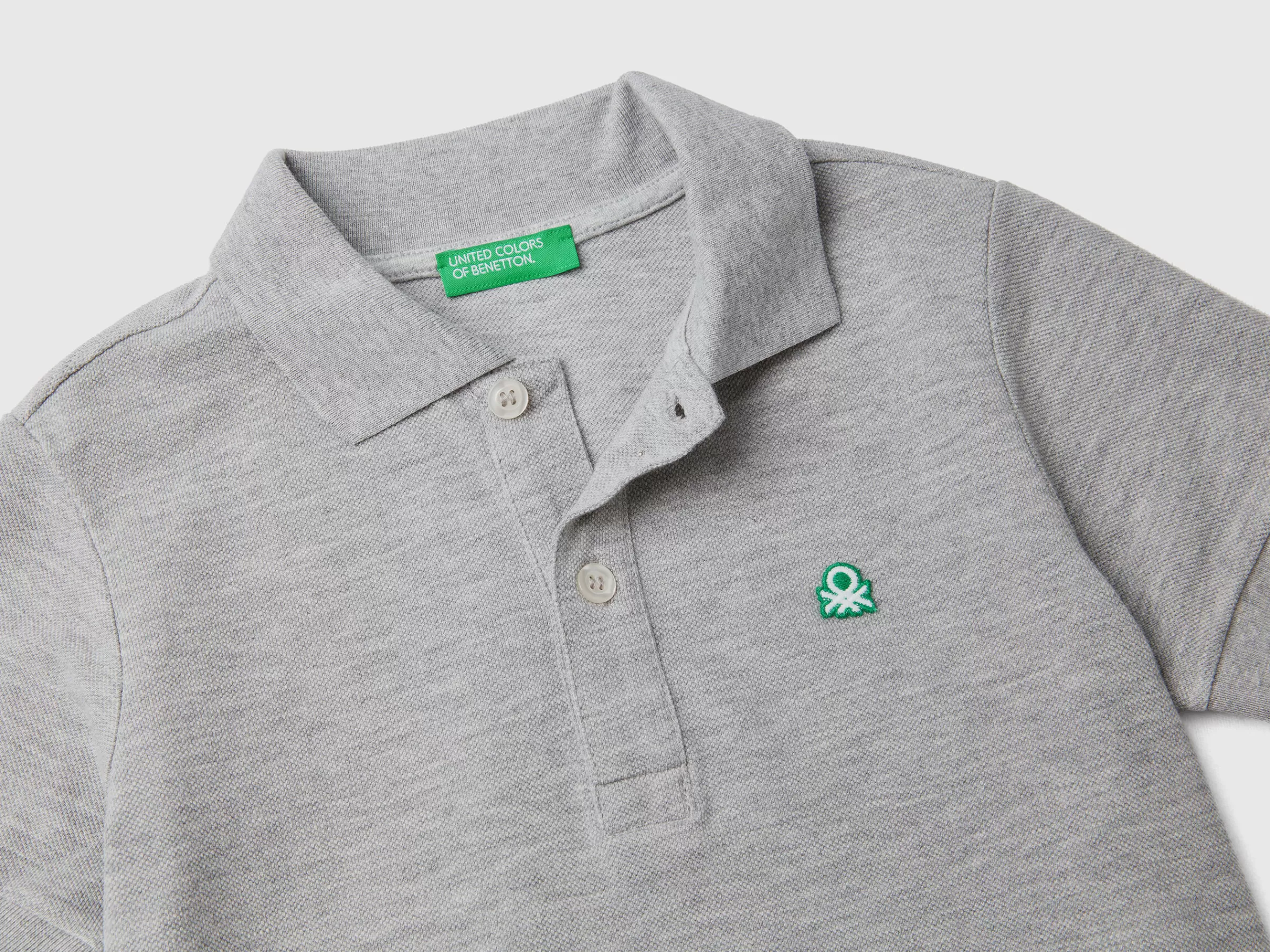 Polo De Manga Curta Em Algodão Organico^Benetton Flash Sale