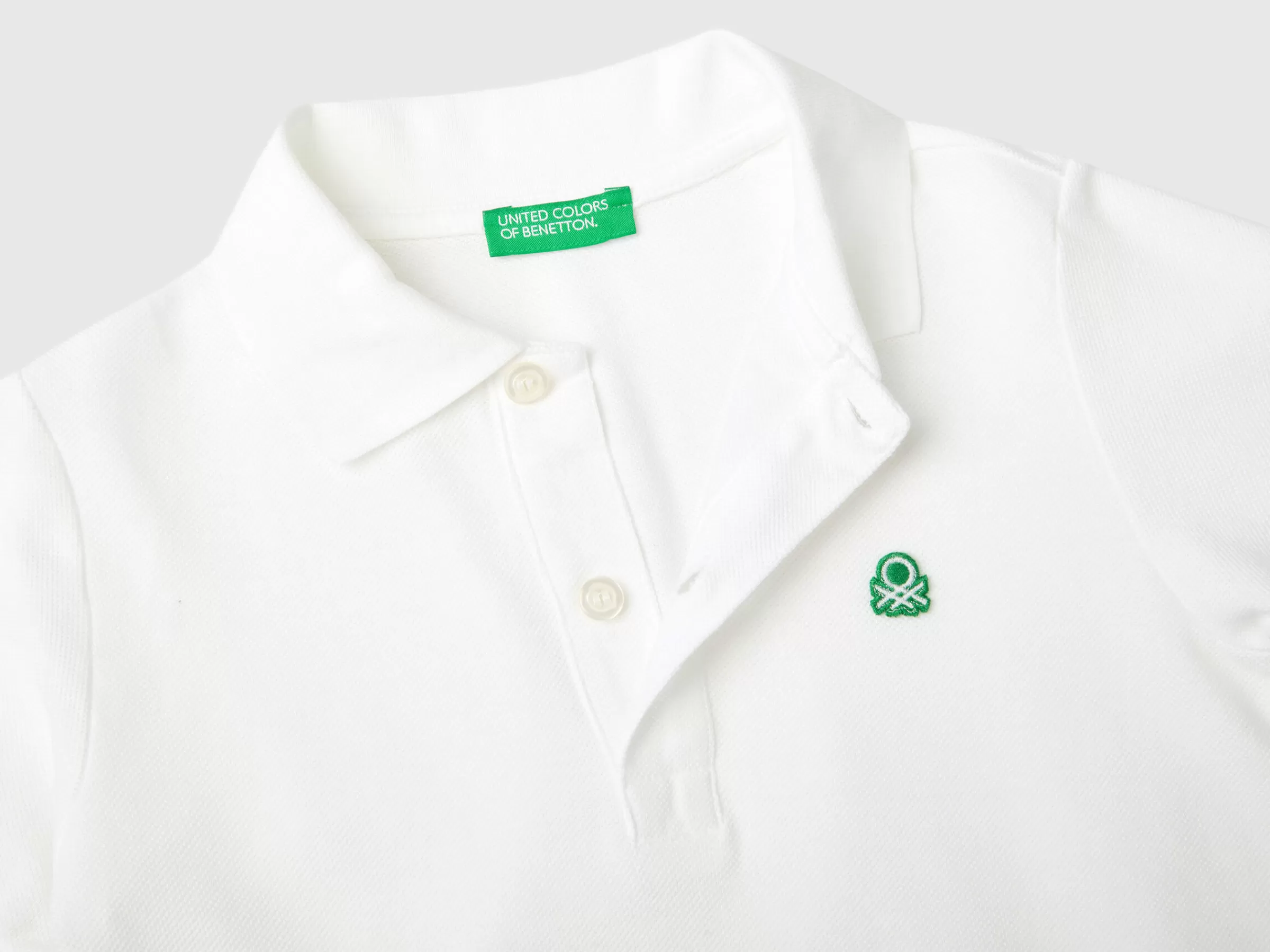 Polo De Manga Curta Em Algodão Organico^Benetton Clearance