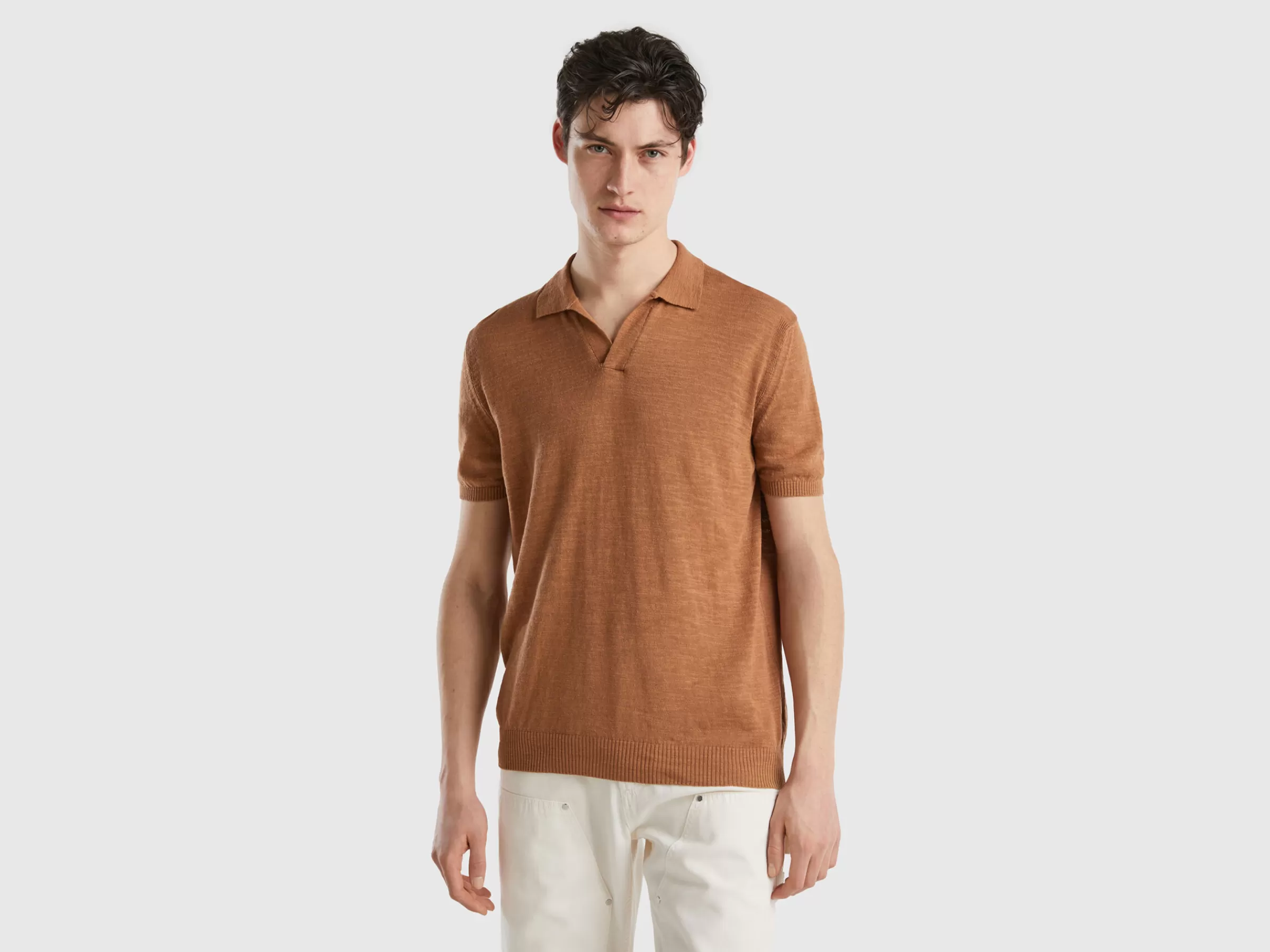 Polo Em Linho Misto^Benetton Discount