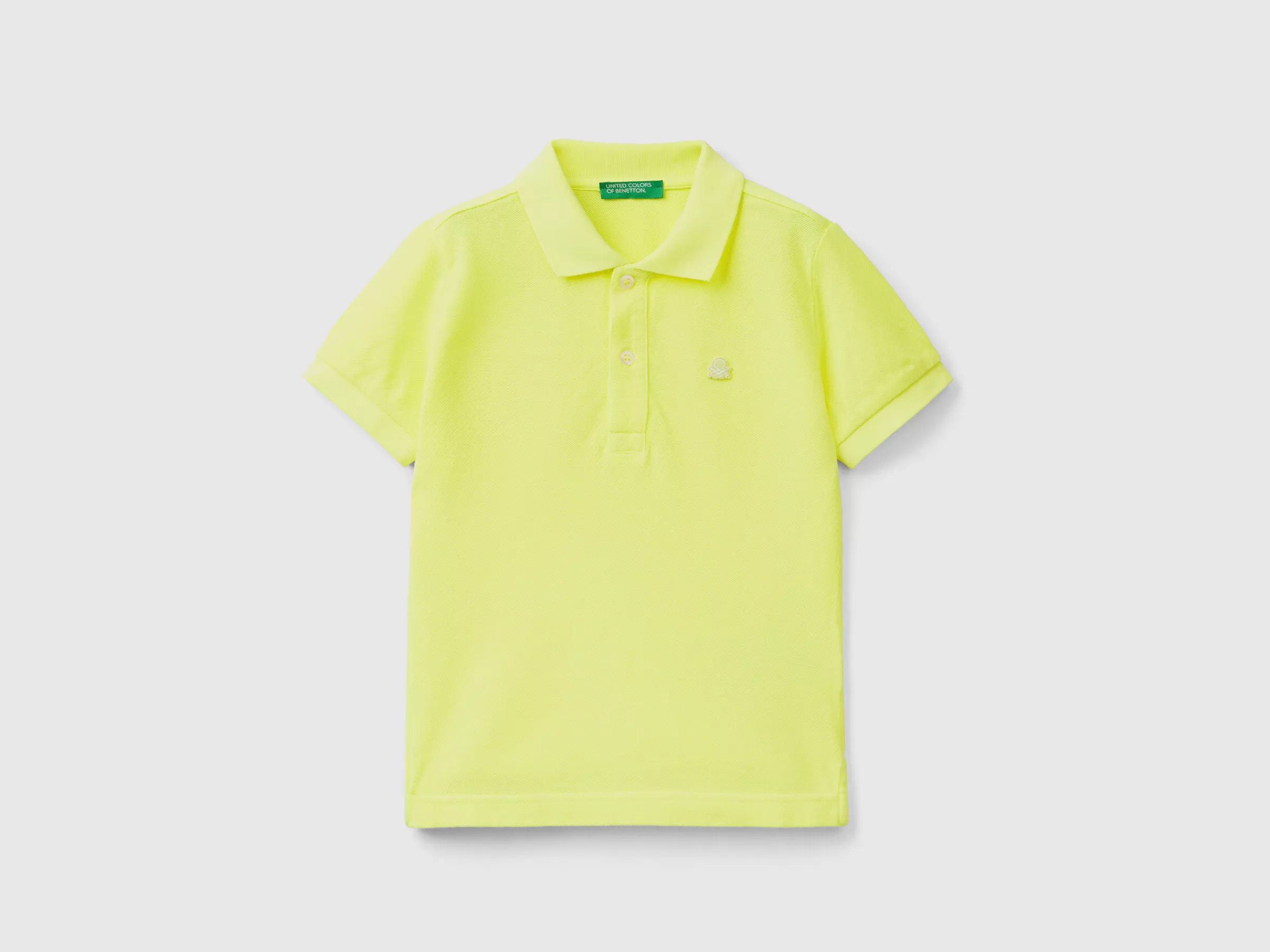 Polo Fluorescente Em Algodão Organico^Benetton Store