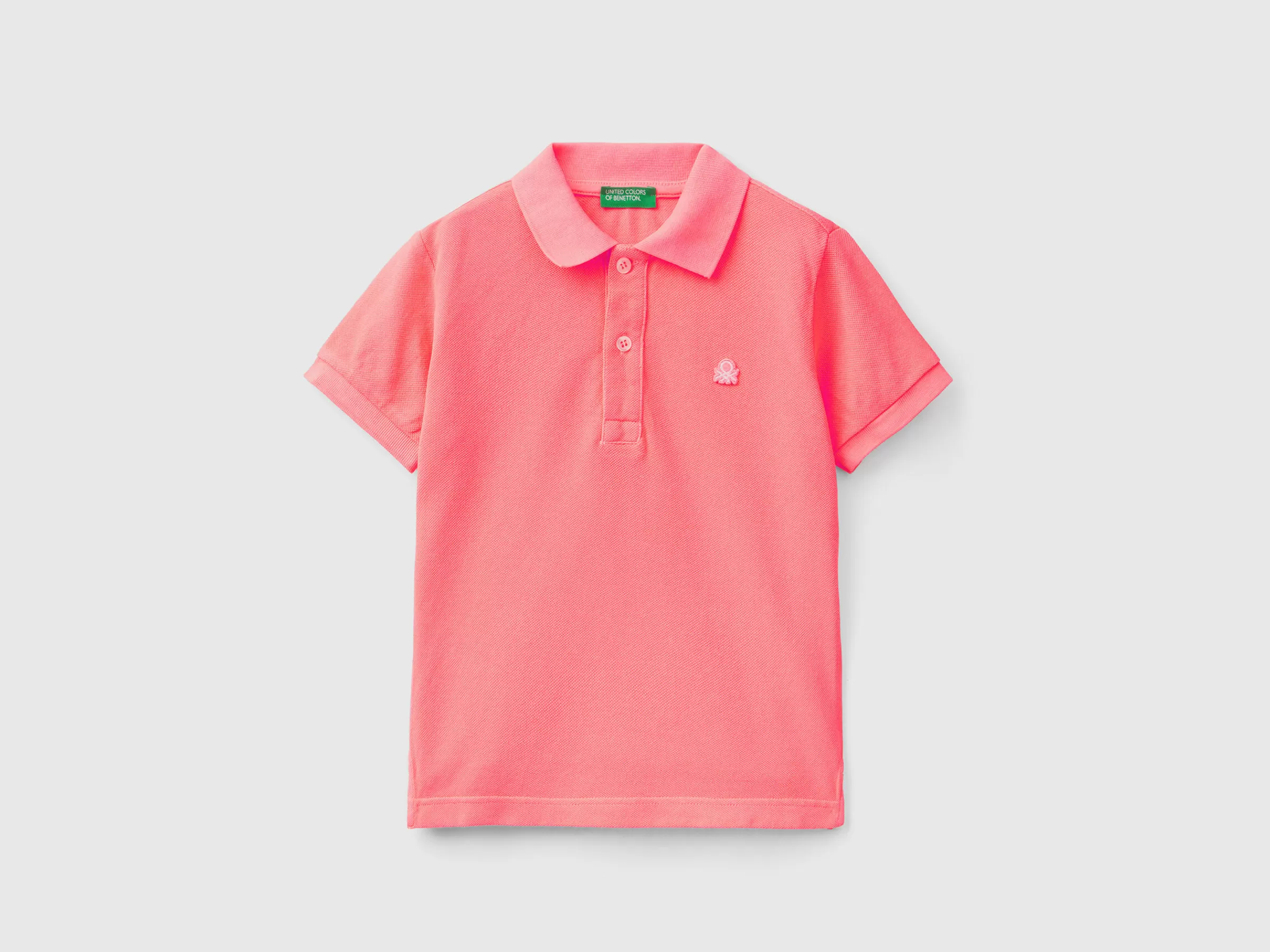 Polo Fluorescente Em Algodão Organico^Benetton Cheap