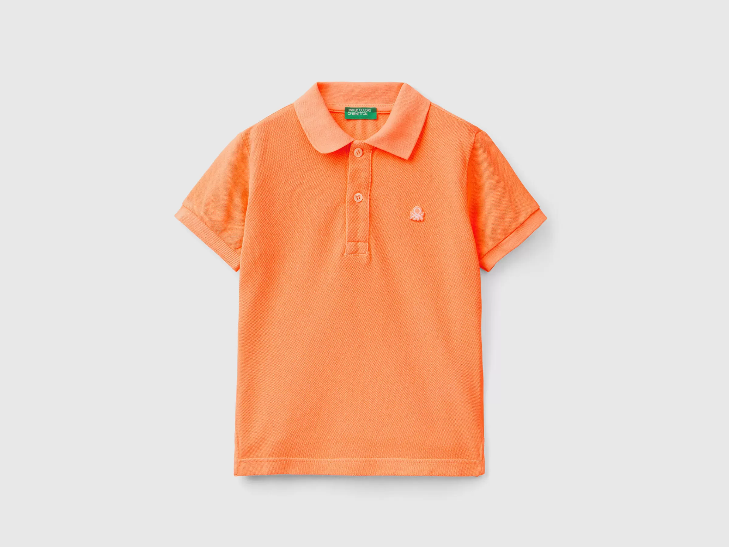 Polo Fluorescente Em Algodão Organico^Benetton Outlet