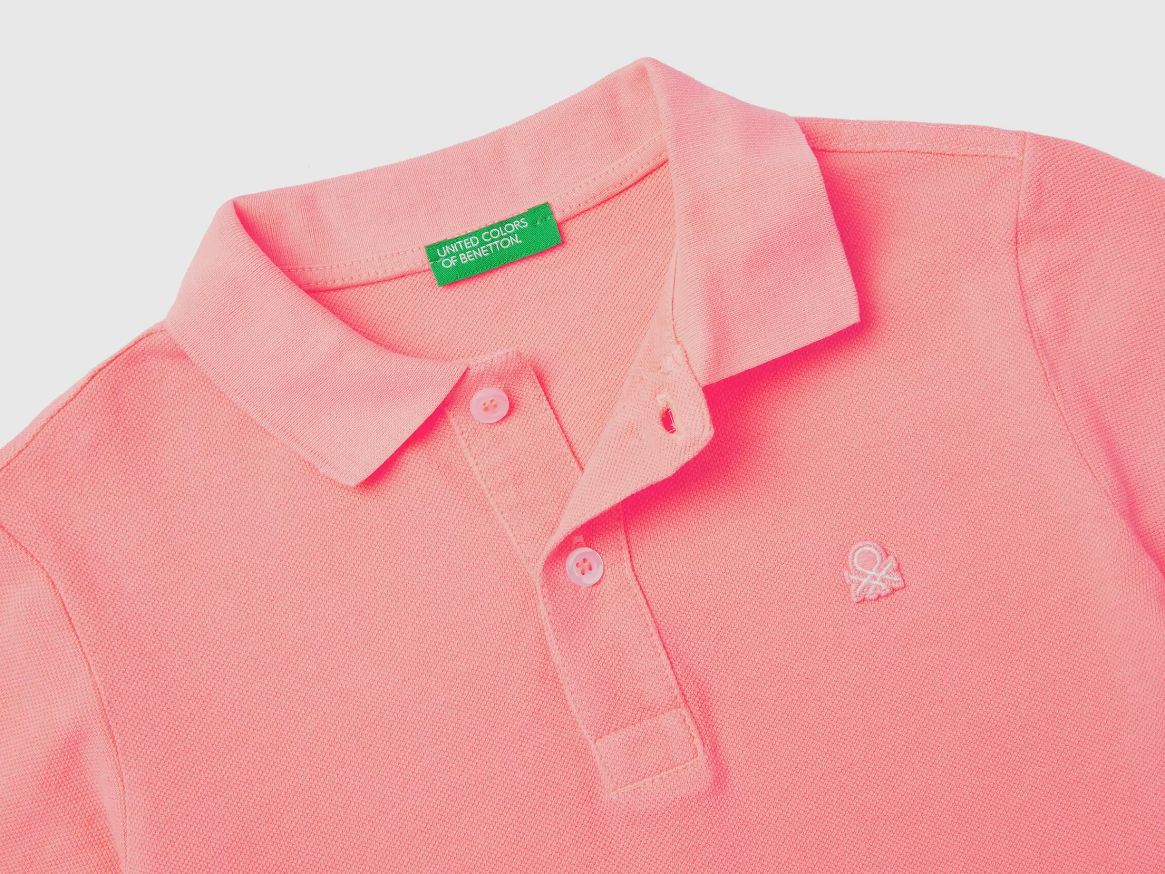 Polo Fluorescente Em Algodão Organico^Benetton Shop