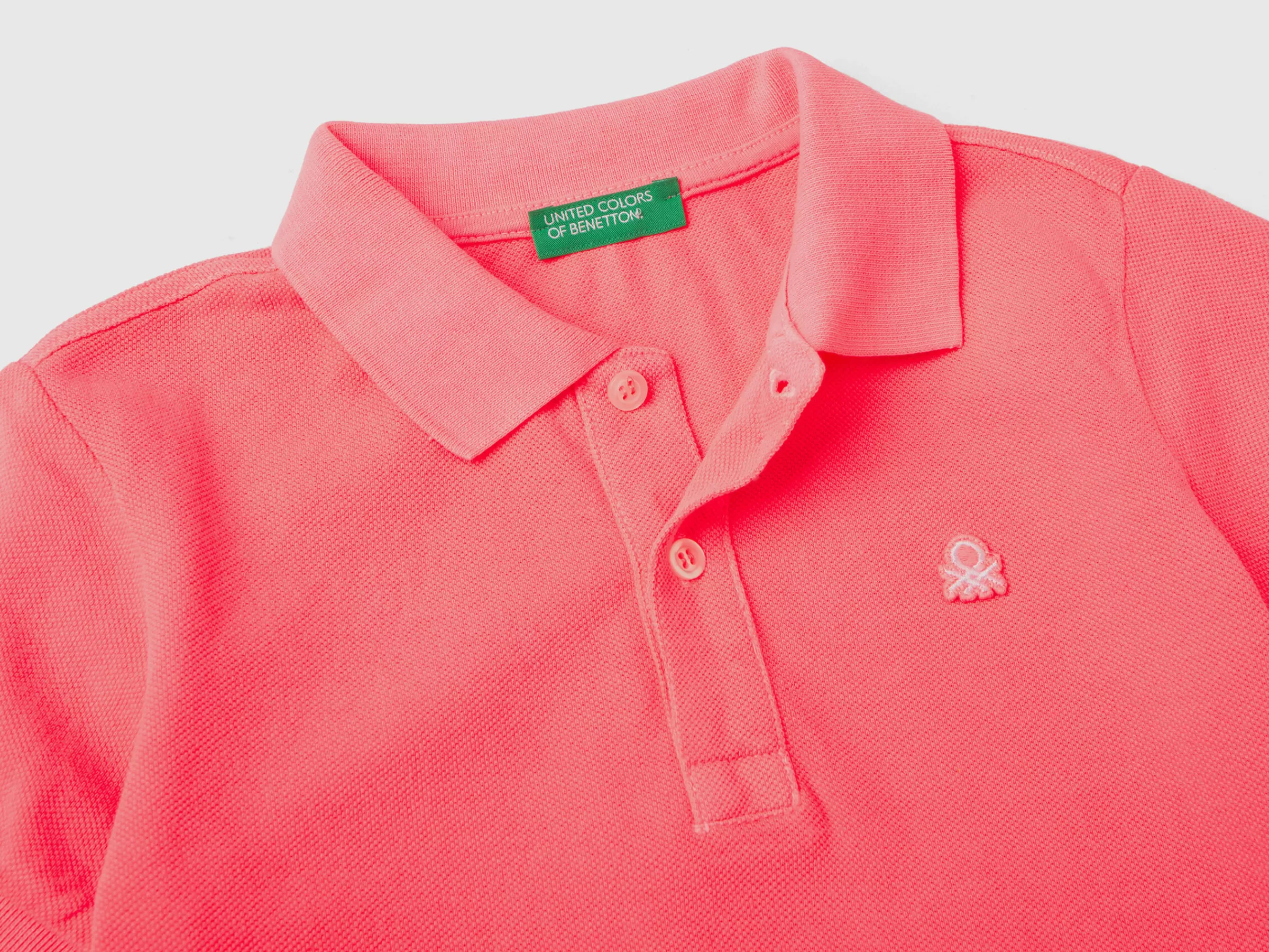 Polo Fluorescente Em Algodão Organico^Benetton Cheap