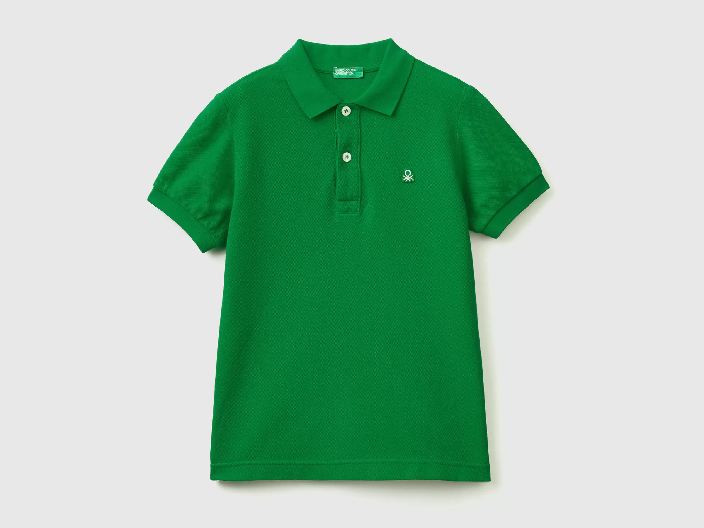 Polo Slim Fit Em 100% Algodão Organico^Benetton Hot