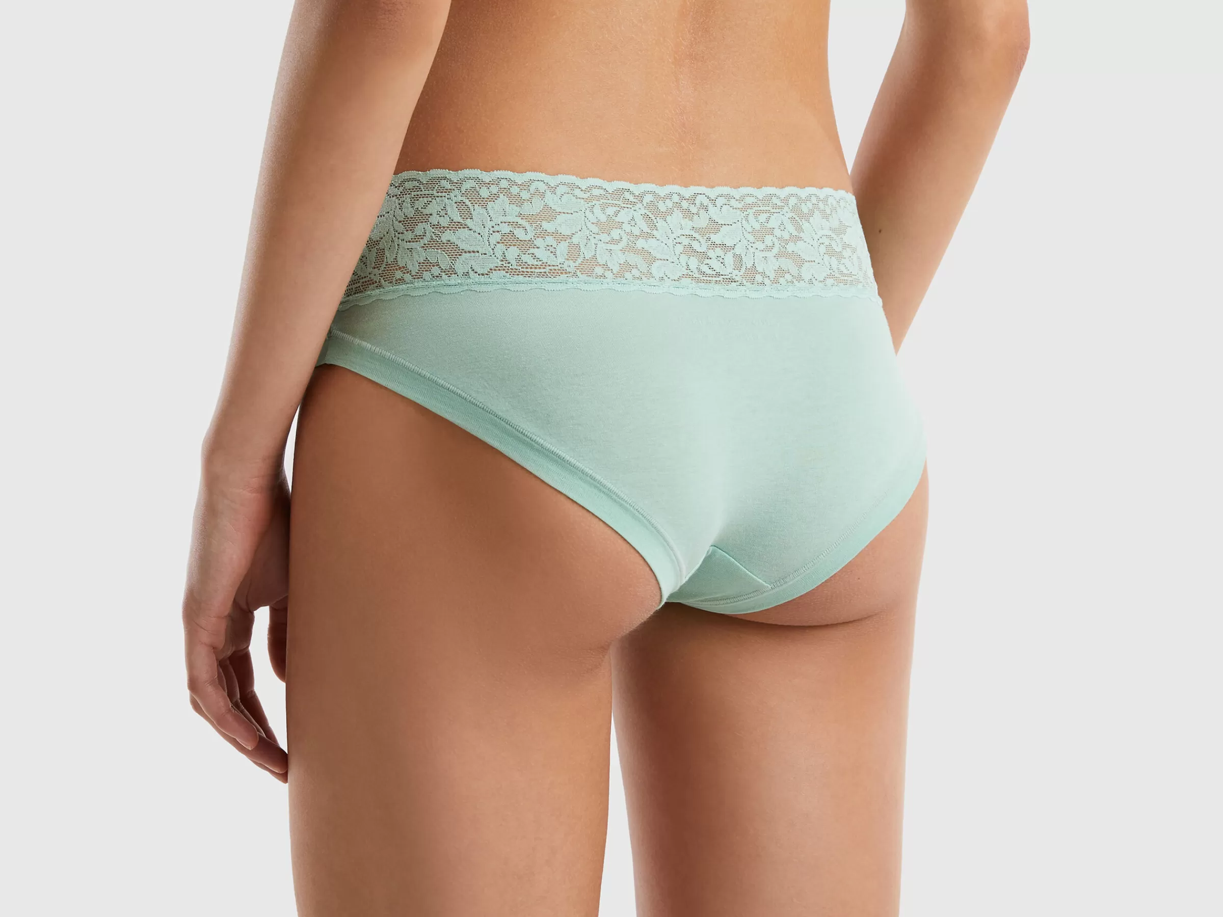 Slip Com Renda Em Algodão Organico Super Stretch^Benetton Best