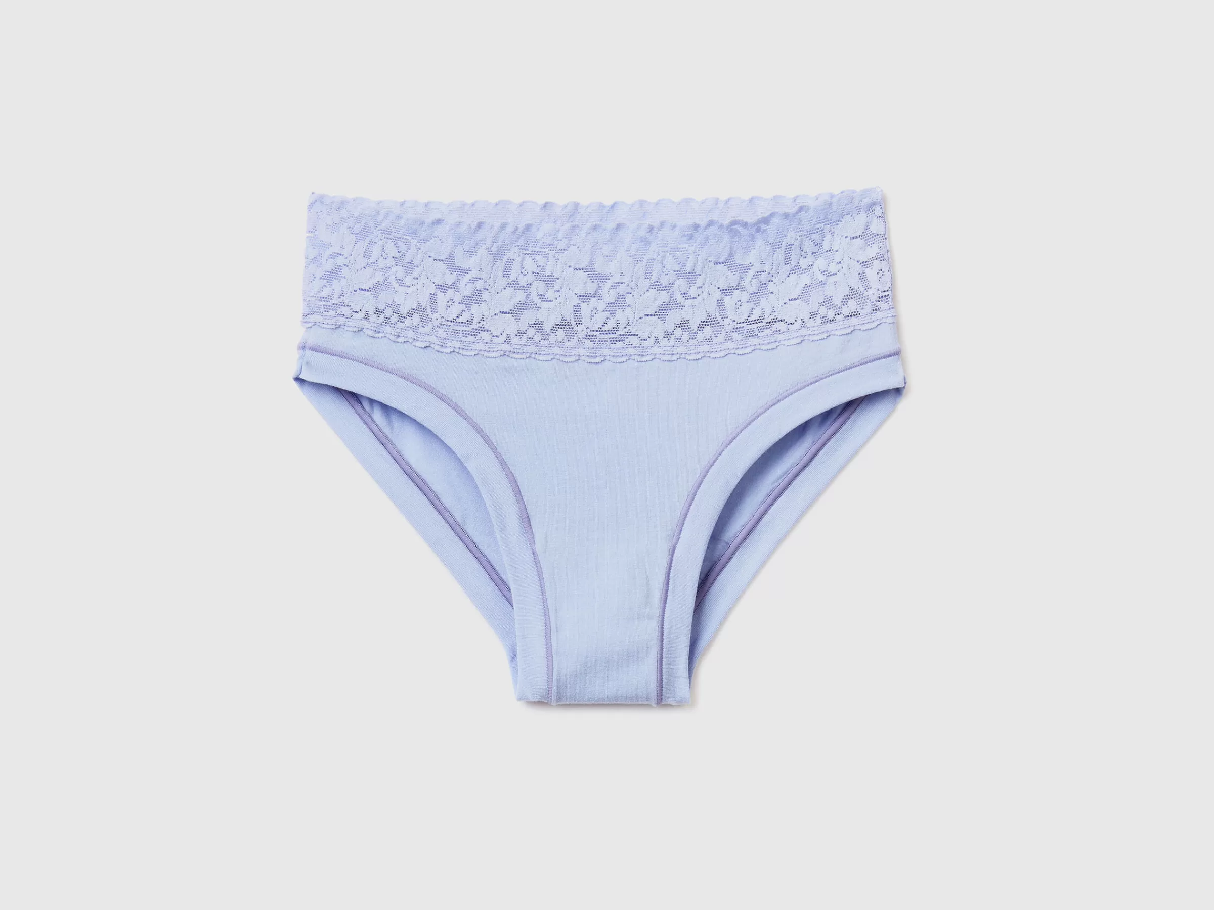 Slip Com Renda Em Algodão Organico Super Stretch^Benetton Best Sale