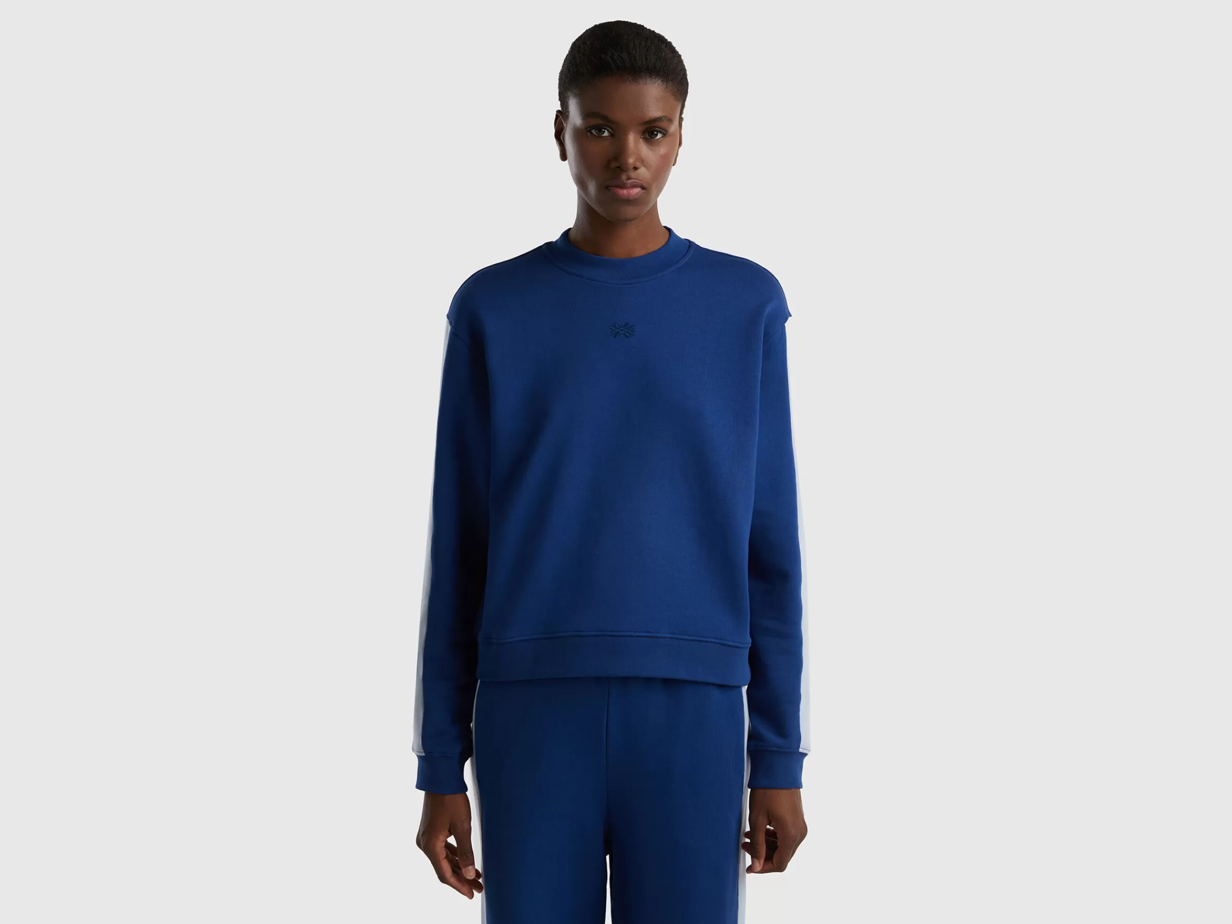 Sweat Azul-Escuro Com Faixa Azul-Celeste^Benetton Store