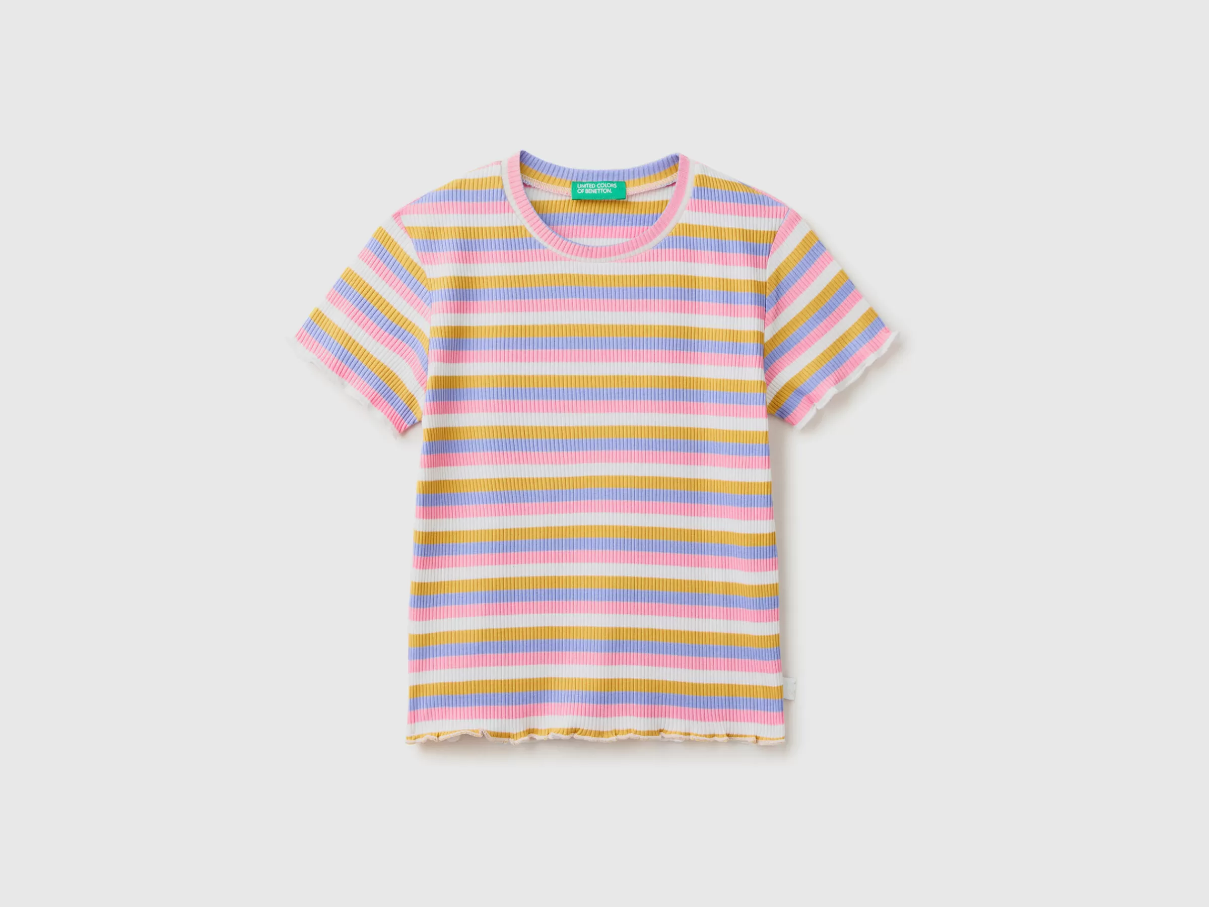 T-Shirt As Riscas Em Algodão Stretch^Benetton Clearance