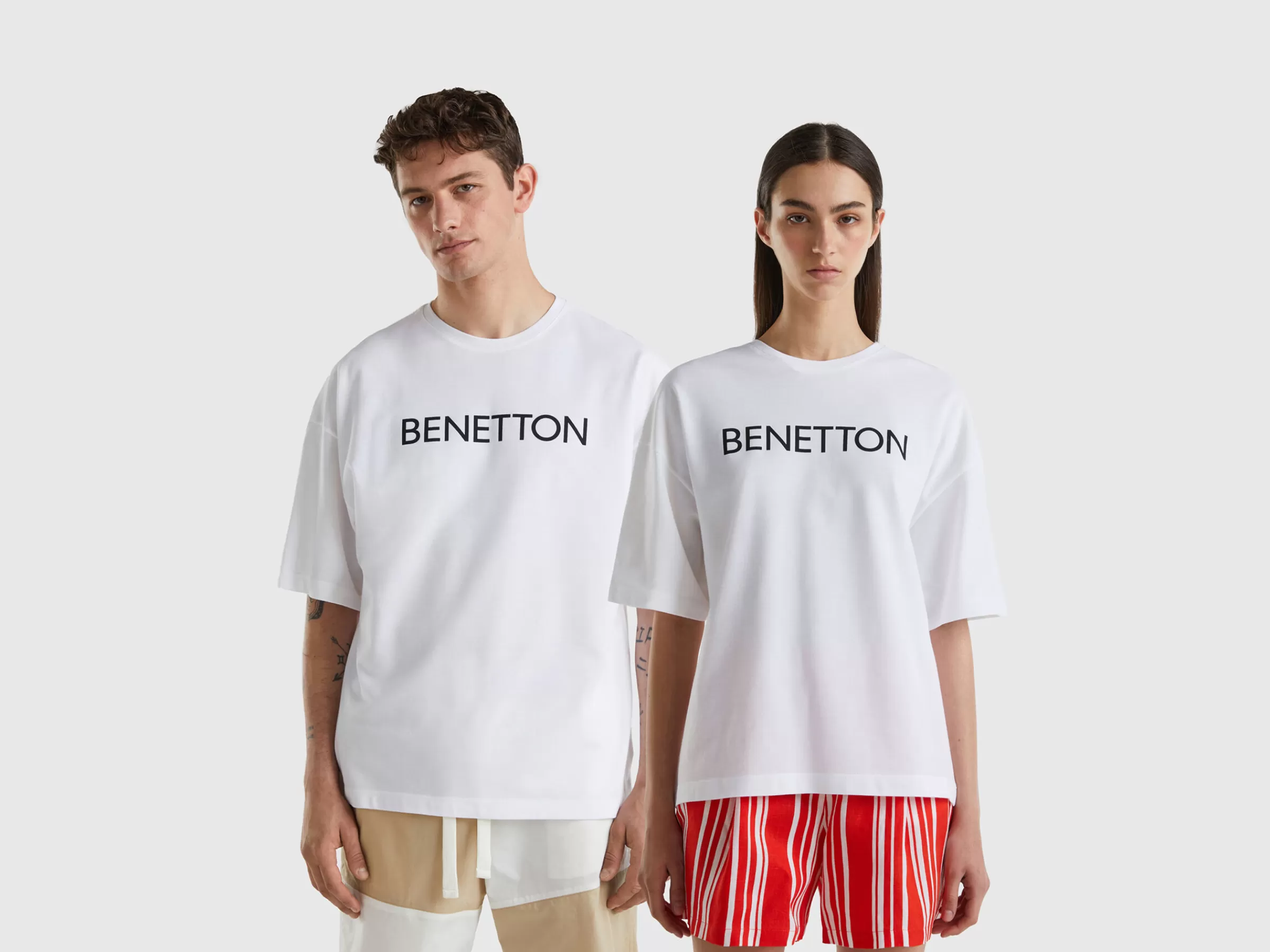 T-Shirt Branca Com Estampa Logotipo^Benetton Sale