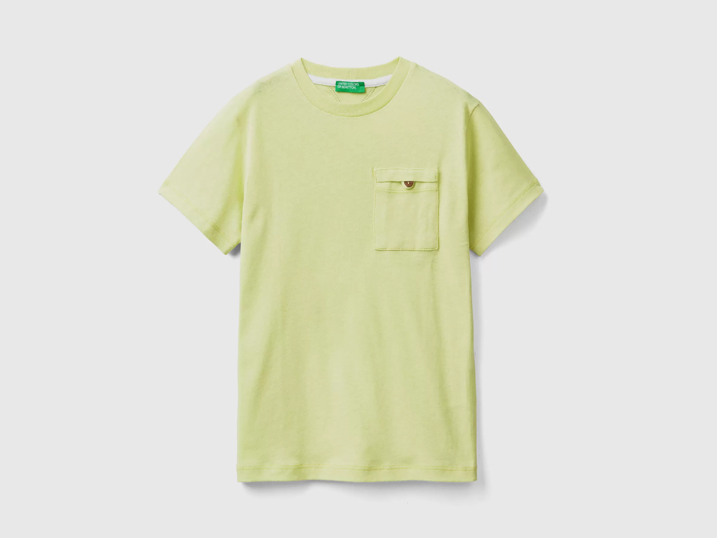 T-Shirt Com Bolso Pequeno Em Mescla De Linho^Benetton Outlet