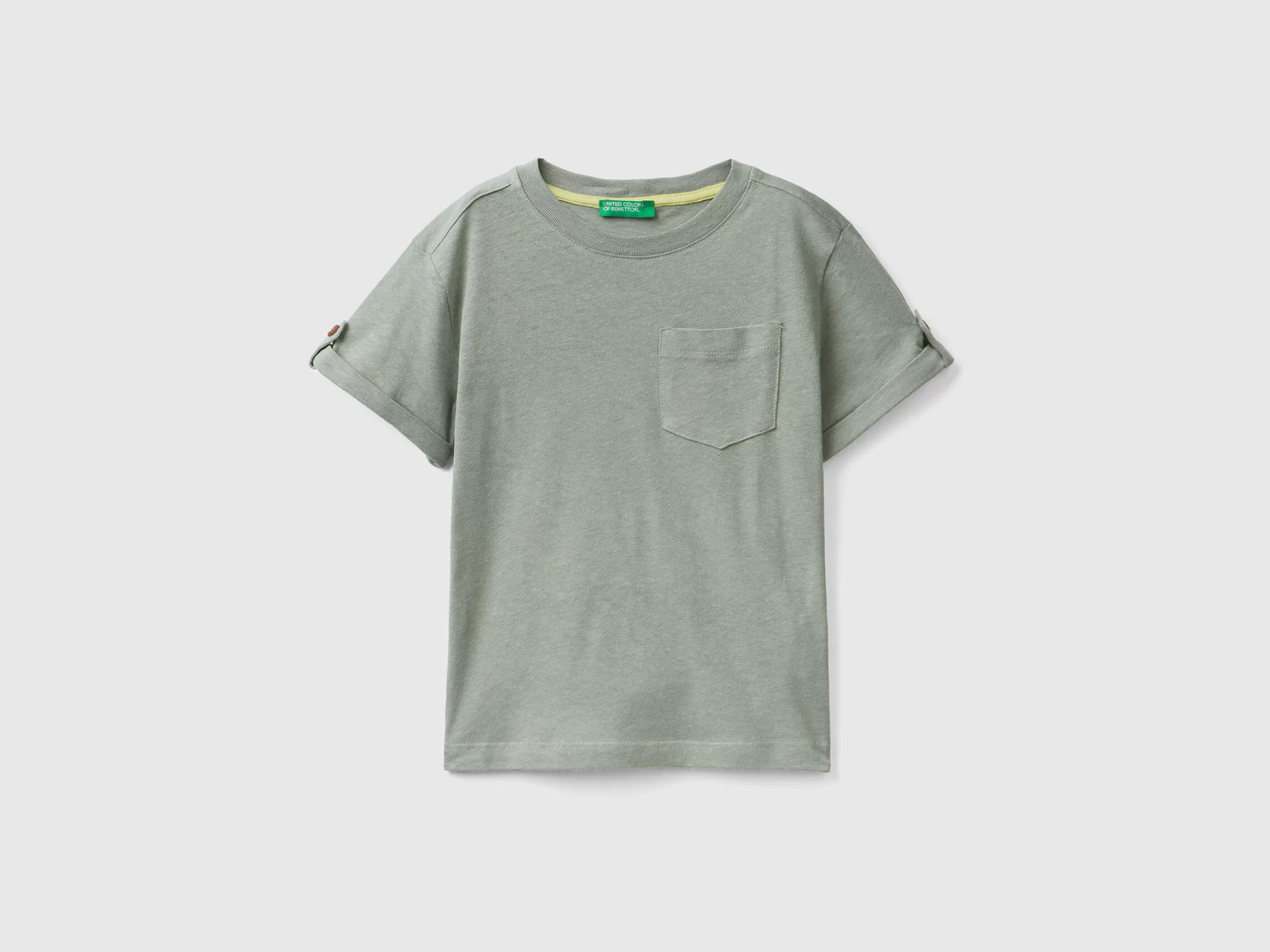 T-Shirt Com Bolso Pequeno Em Mescla De Linho^Benetton Shop