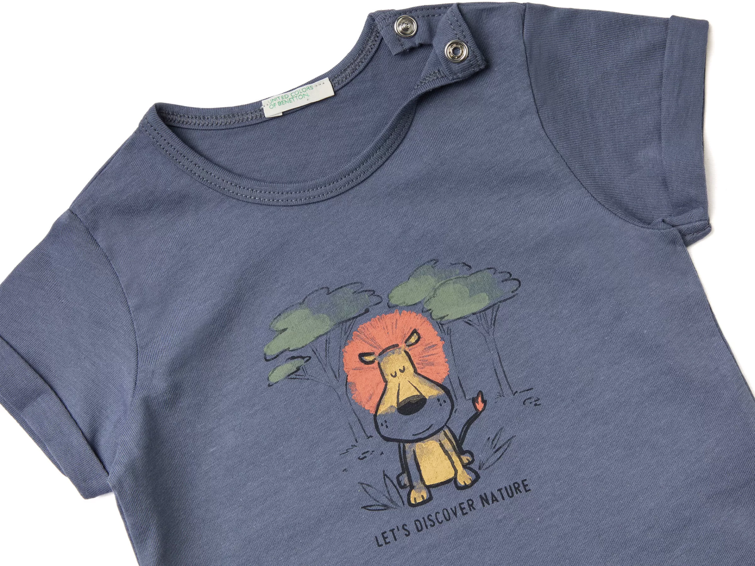 T-Shirt Com Estampa Em Algodão Organico^Benetton Outlet